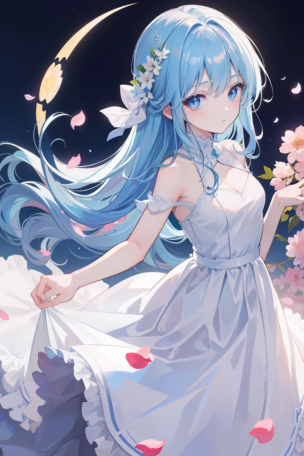 A woman in a white dress holding a flower in her hand - SeaArt AI
