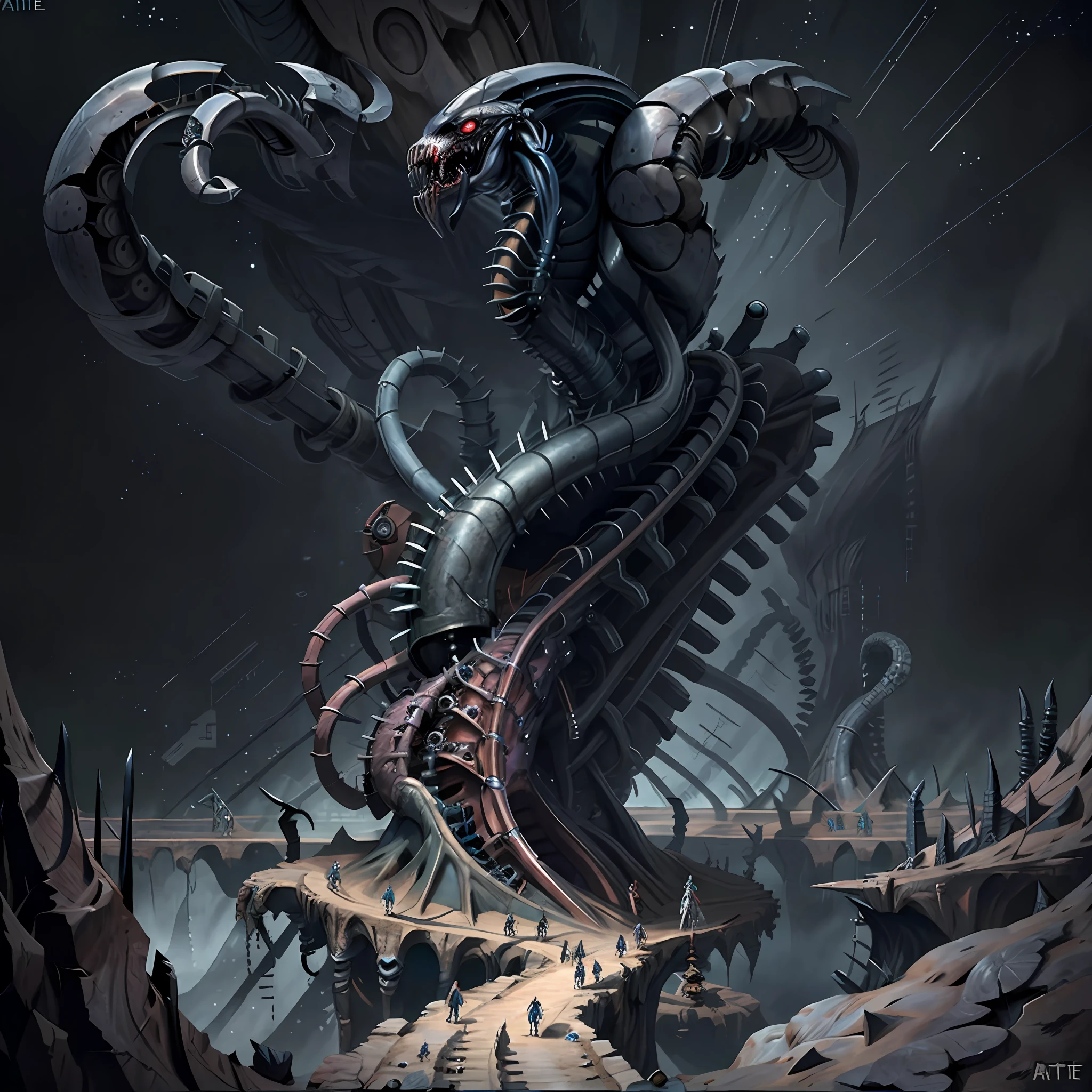 universo infinito, isometric style, landscape of biomechanical madness. Arte de terror.