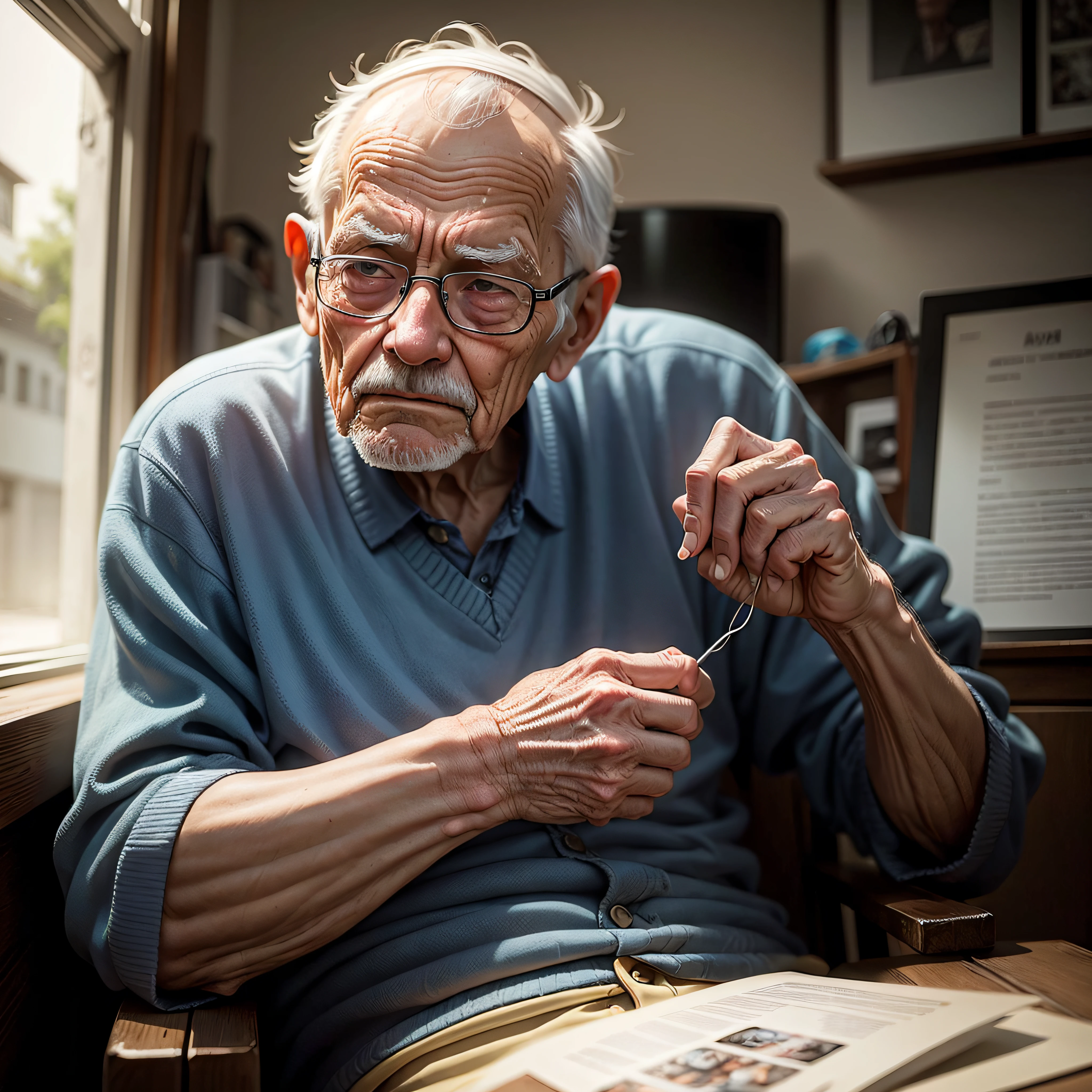 Old man with an image of loneliness --auto