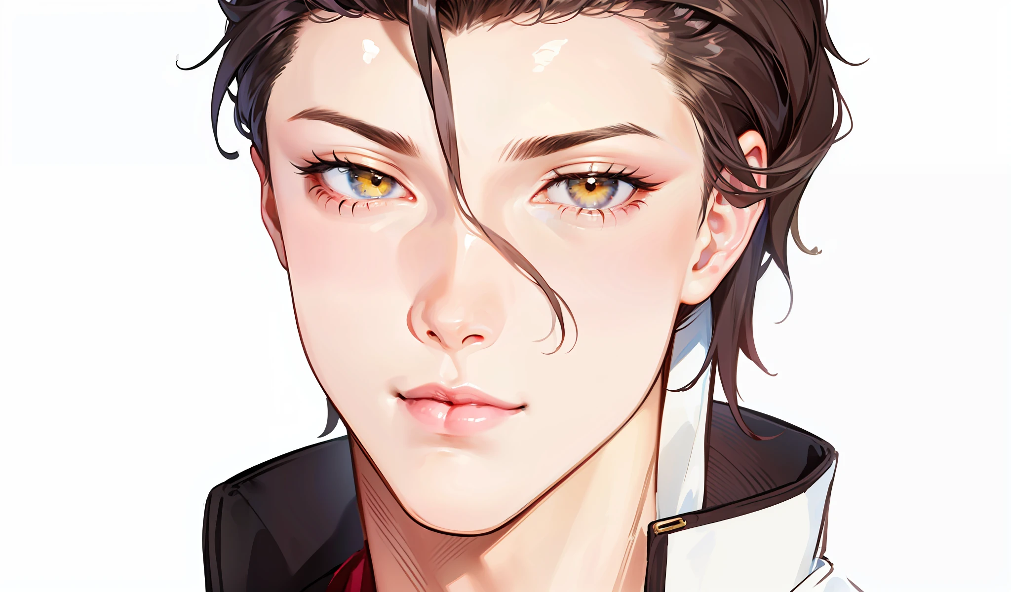 "Real e delicado CG unidade 8k papel de parede, qualidade de obra-prima, Detalhe excepcional, golden illumination, perfeitamente sombreado, muito delicado bonito,, Skeptical eyes, sorriso frio, ((boca fechada)), (Aizen Sosuke)"