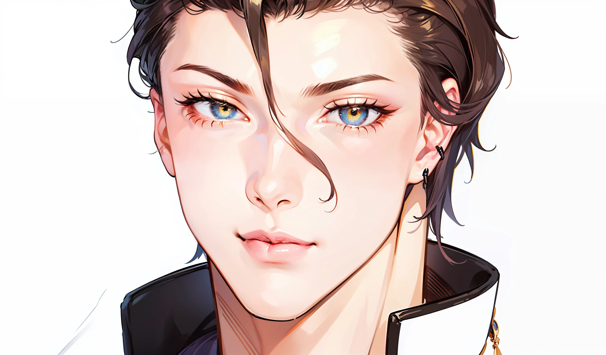 "Real e delicado CG unidade 8k papel de parede, qualidade de obra-prima, Detalhe excepcional, golden illumination, perfeitamente sombreado, muito delicado bonito,, Skeptical eyes, sorriso frio, ((boca fechada)), (Aizen Sosuke)"