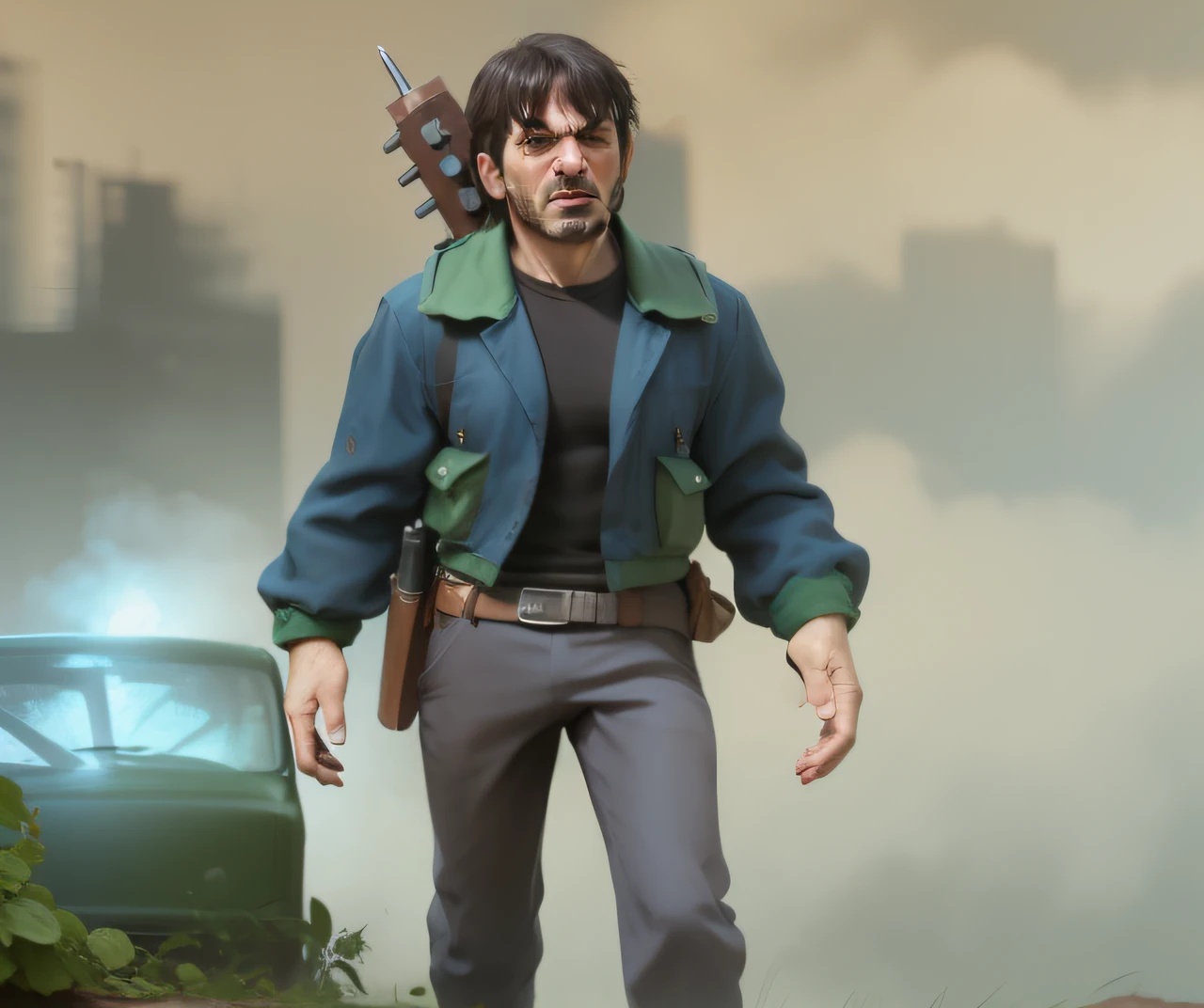 menacing face, arma na cintura --auto