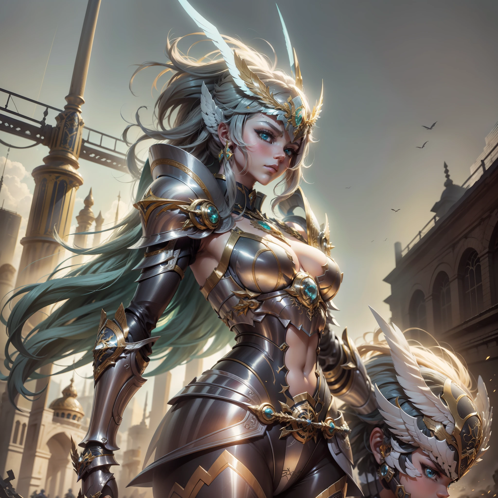 "(obra-prima), (alta qualidade), (1garota), garota em armadura dourada, pose legal, battle scenery, chamas ao fundo, armadura de Saint Seiya, hair messy"