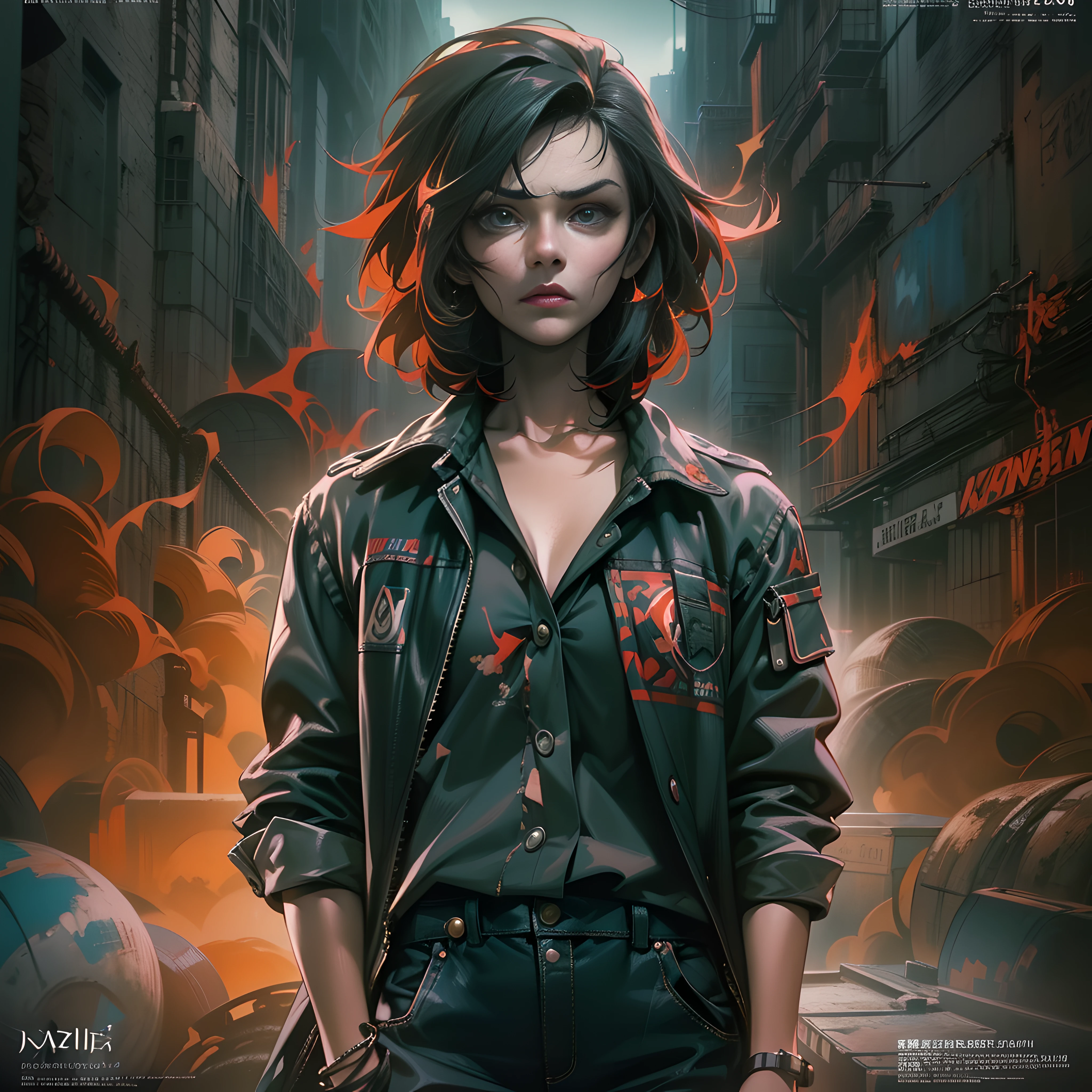 ((((dramatic))), (((gritty))), (((intense))) film poster featuring a young woman as the central character. She stands confidently in the center of the poster, wearing a stylish and edgy outfit, with a determined expression on her face. The background is dark and gritty, with a sense of danger and intensity. The text is bold and attention-grabbing, with a catchy tagline that adds to the overall feeling of drama and excitement. The color palette is mainly dark with splashes of vibrant colors, giving the poster a dynamic and visually striking appearance,tachi-e
(magazine:1.3), (cover-style:1.3), fashionable, woman, vibrant, outfit, posing, front, colorful, dynamic, background, elements, confident, expression, holding, statement, accessory, majestic, coiled, around, touch, scene, text, cover, bold, attention-grabbing, title, stylish, font, catchy, headline, larger, striking, modern, trendy, focus, fashion,