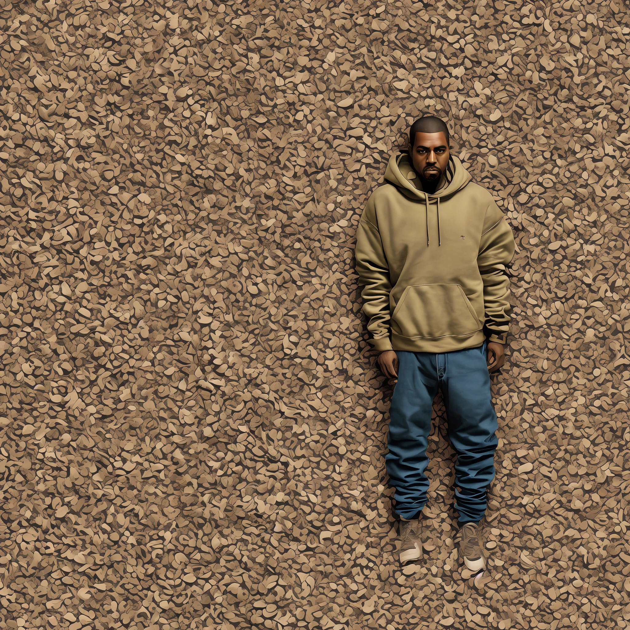 "(Obra-prima), character inspired by Kanye West's album covers, fundo branco, cores vivas, ultrarrealista, realismo, ye, tons terrosos, deserto, cinemactic, ((ultra high def))". --auto