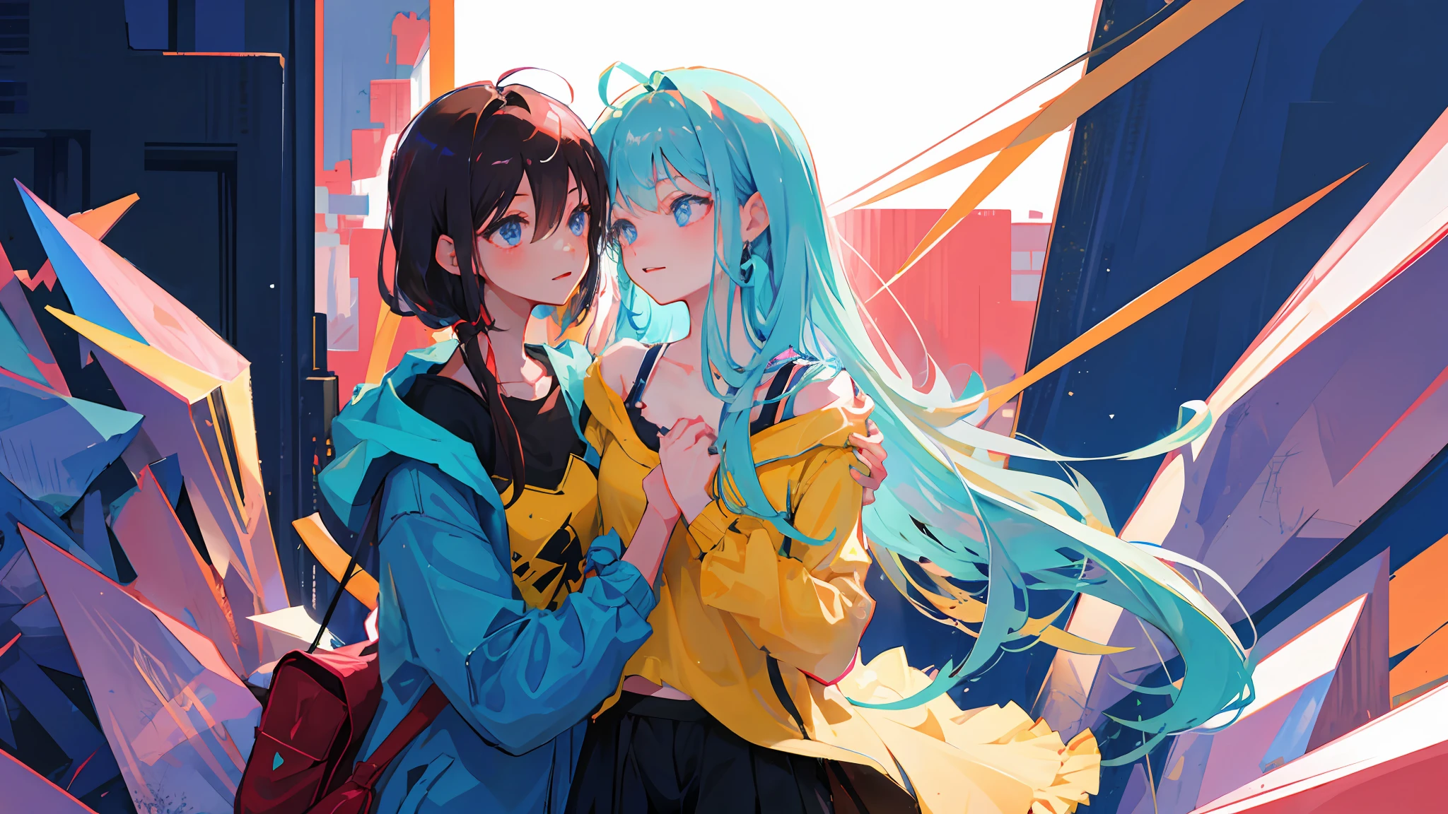 one-girl,one-girl,The girl grabs another girl's chest