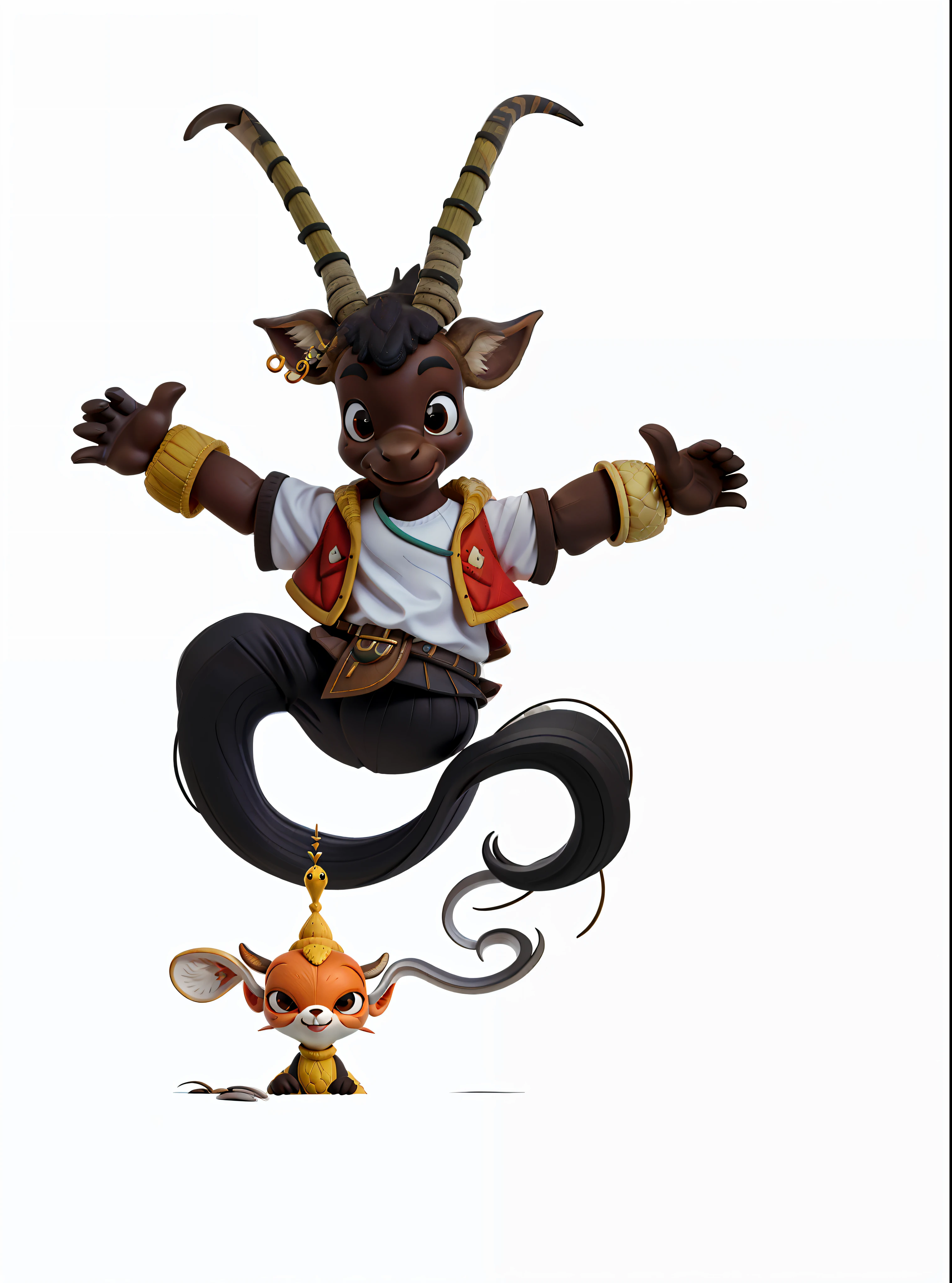 cabra dos desenhos animados com chifres e um sorriso no rosto, com chifres, com orelhas pontudas, cauda longa com chifres, an anthropomorphic deer, orelhas longas e pontudas, anthropomorphic deer, Pedro, o Bode, the devastating wise goat, anthropomorphic female deer, chifres bonitos, uma cabra, com chifres pretos em vez de orelhas