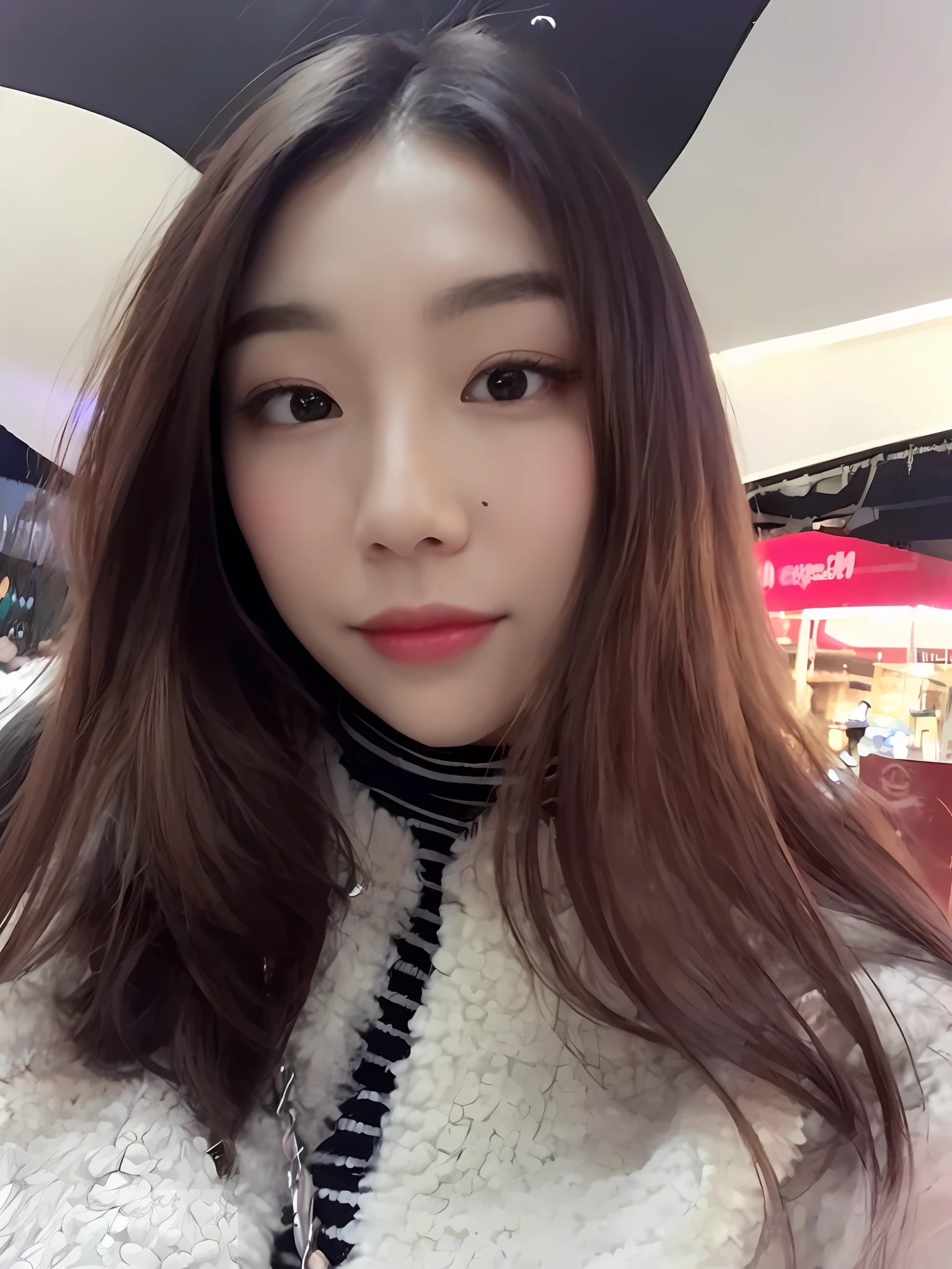 ((Best quality, 8k, Masterpiece :1.3)), 1girl, smiling, full body, slim face, Pretty woman, (Dark brown hair), full length dress :1.1, Ultra-detailed face, Detailed eyes, Double eyelid, blur background, slim face, city, outside, street,