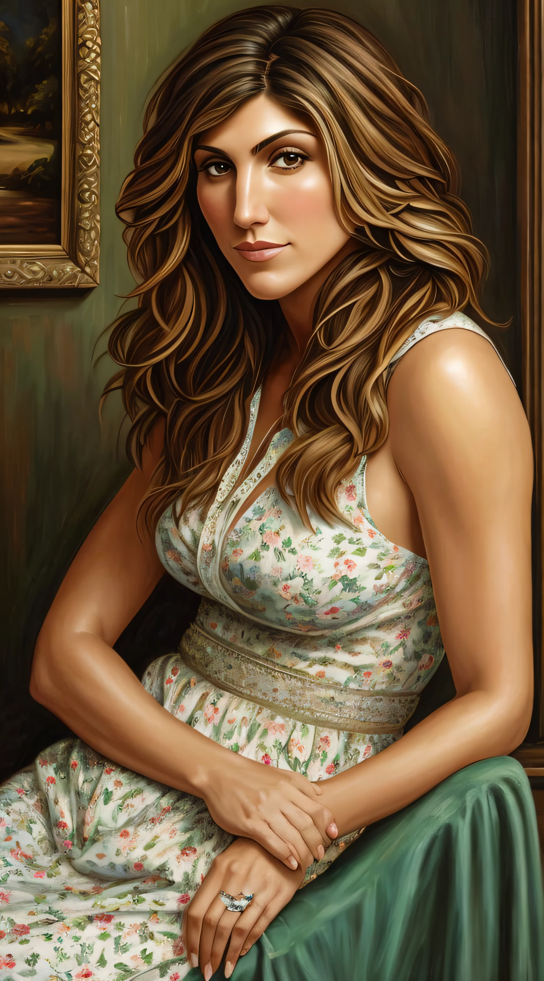 Retrato de Jennifer Esposito, Beautiful, oil on the canvas, Romantismo --auto
