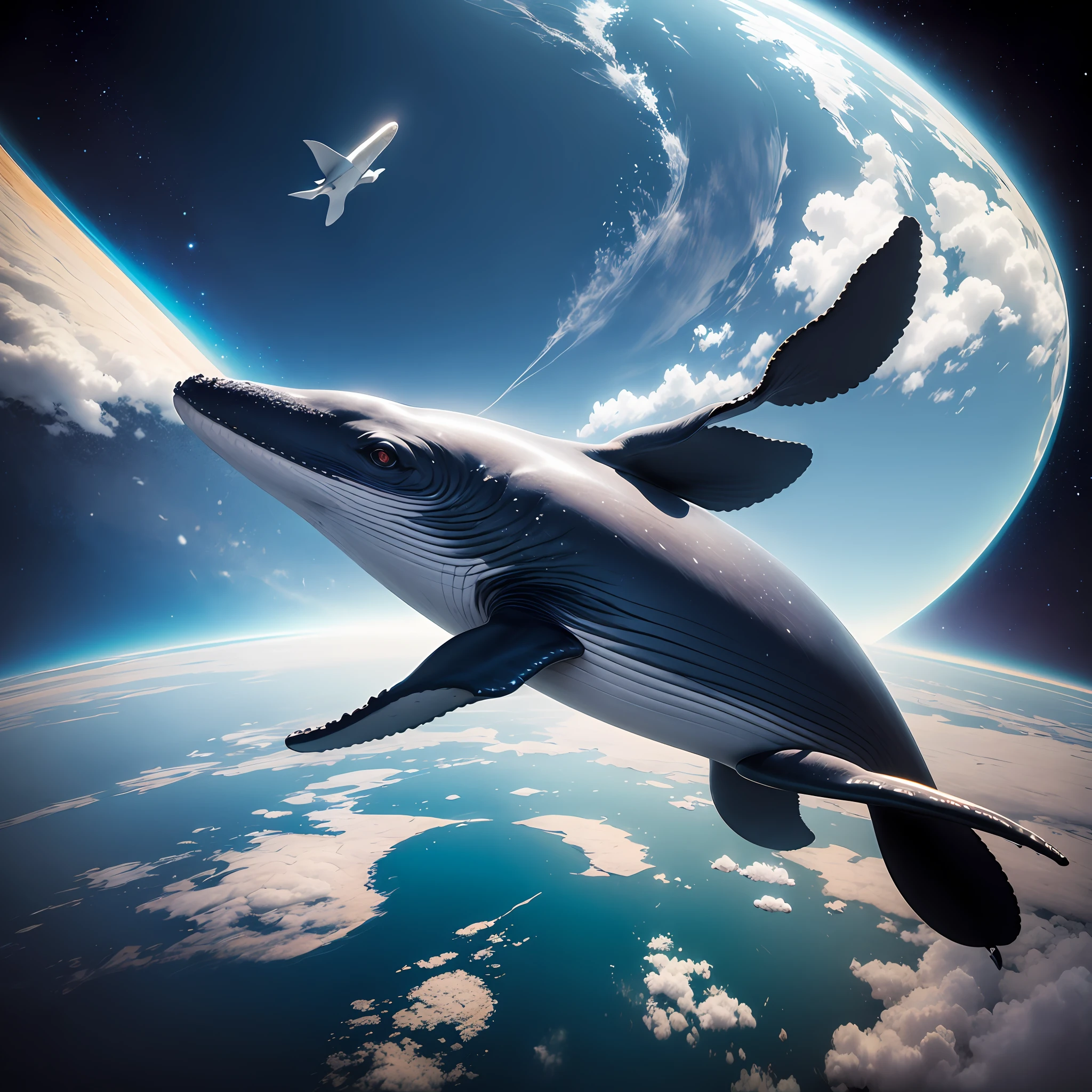 Whale flying in space,cheio de reais e Peixes --auto