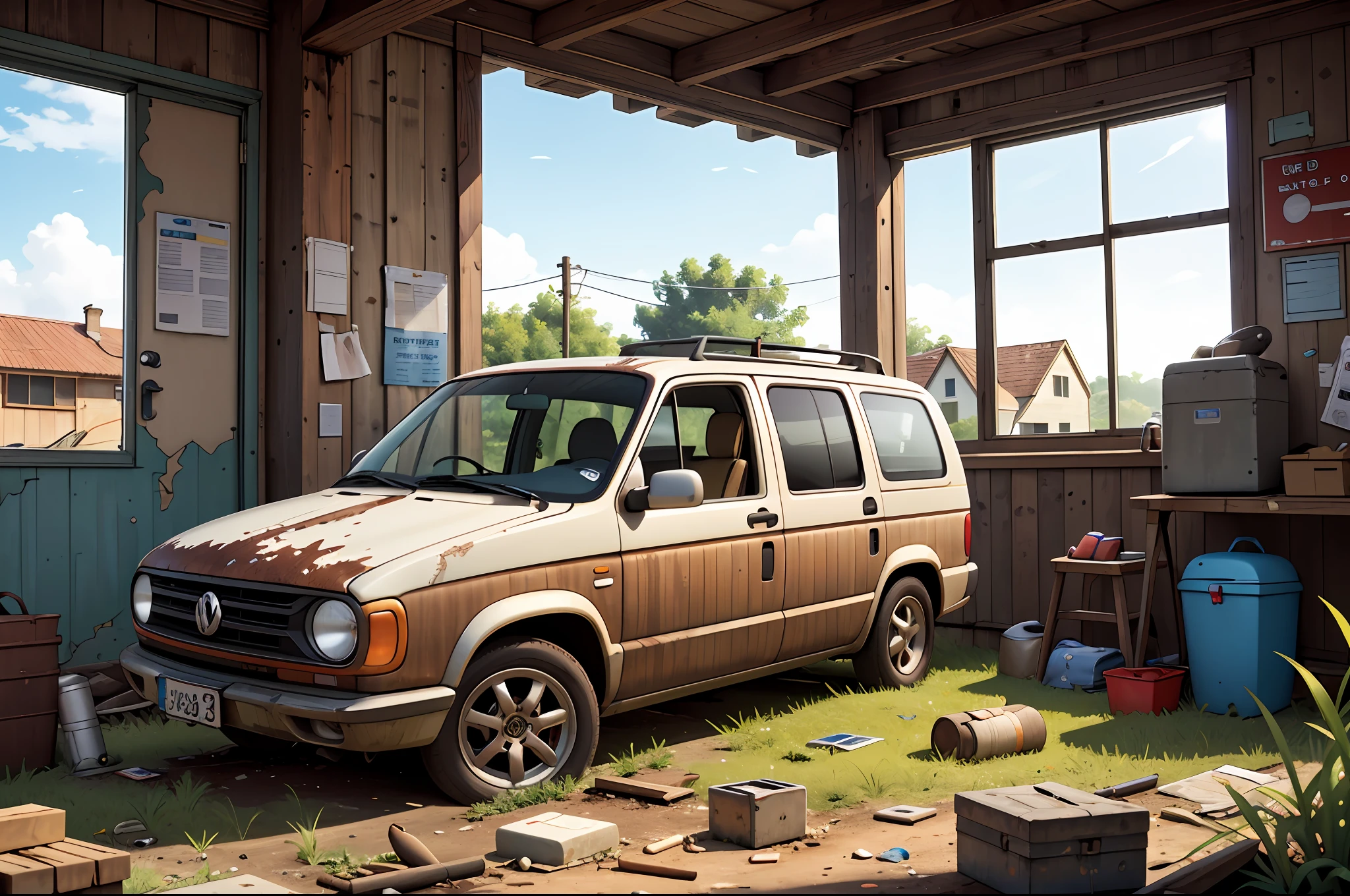 The courtyard of the family home features the presence of an old Volkswagen California. abandoned T1 model, Over time,It clearly lacks care and maintenance. This VW is parked in the backyard of the house, occupying a significant portion of the space.
Their appearance shows obvious signs of abandonment. The paint has faded and peeled in many places, revealing rust stains and worn areas on its bodywork.
The windows were dirty,It is covered with dust, which makes it difficult to see from the outside. Some windows are broken or missing, and covered with makeshift plastic or wood sheets to protect the interior of the vehicle.
The exterior of the VW shows noticeable wear, with rust stains, The paint peels,Parts may be missing or damaged, such as mirrors or lights. The wheels are deflated and covered with dirt, giving the impression that the vehicle has been parked in the same place for a long period of time.
The area surrounding the VW is messy and neglected, with weeds or weeds growing around. There may be debris or abandoned items near the vehicle, contributing to a sense of abandonment and inattention in that yard space.