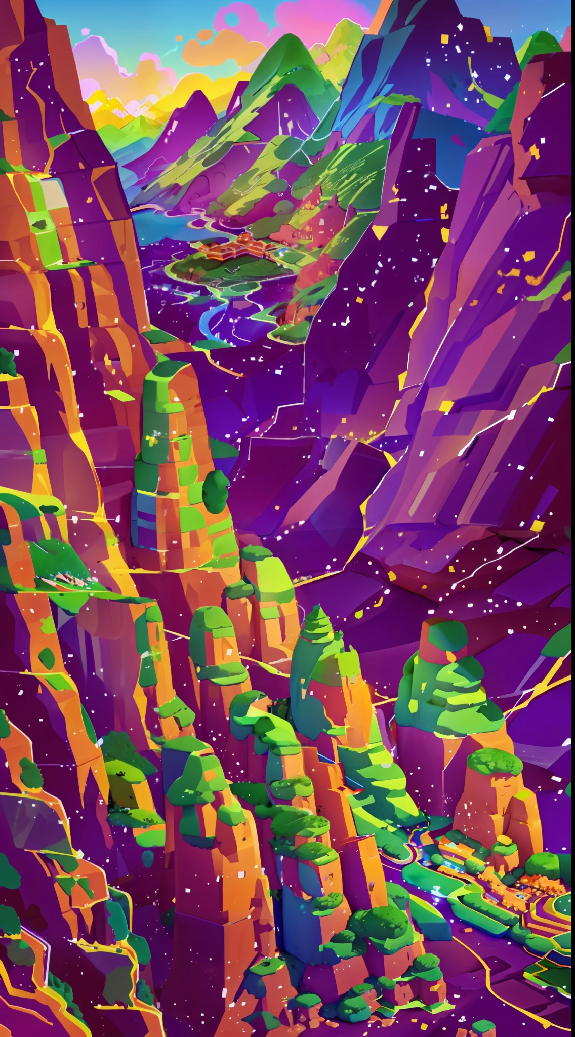 Wallpaper phone,rios,Colorful colorful,Mountains on both sides,illustrious,high detal,HD
