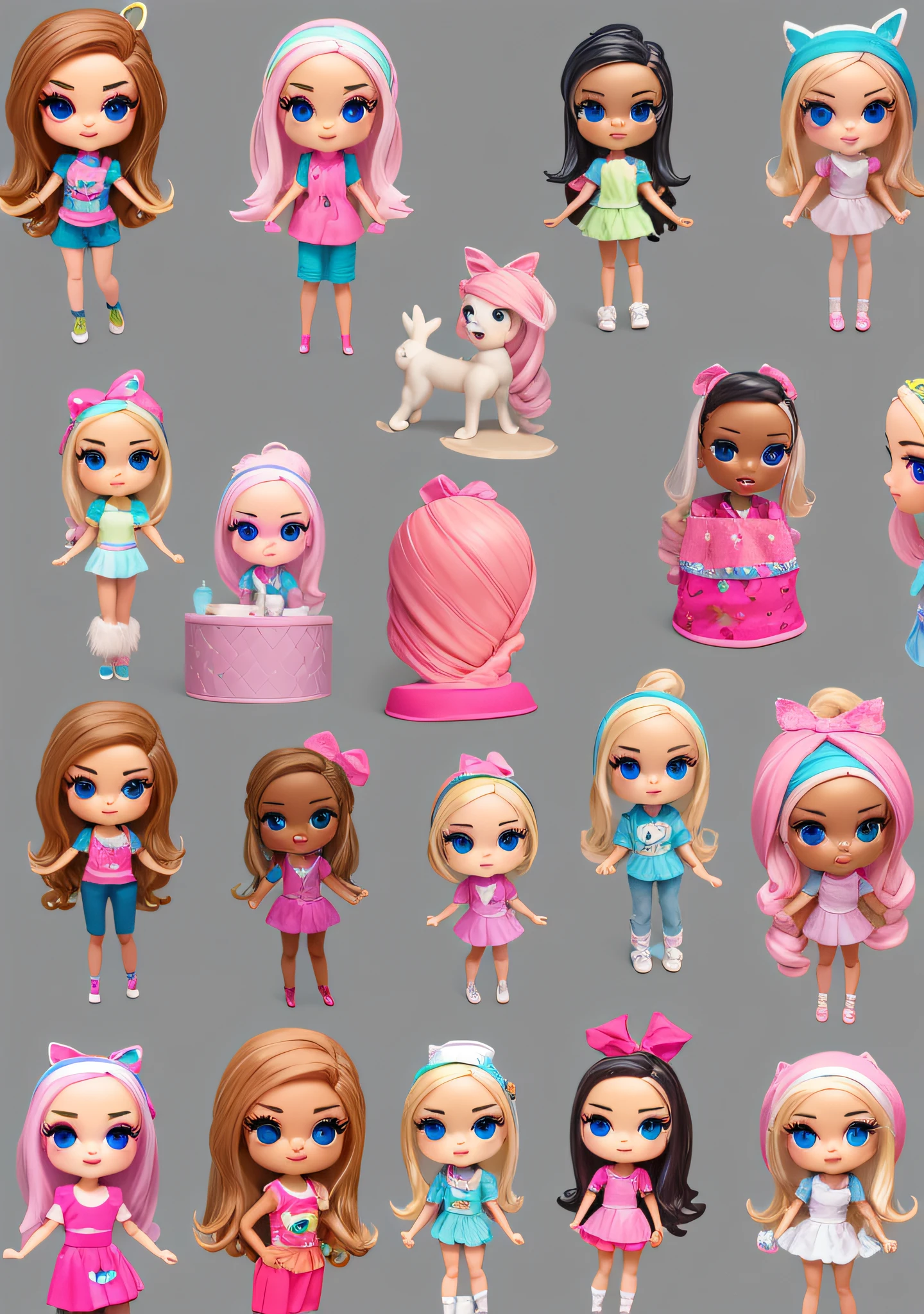 boneco funko personagens Barbie, 3d, alta resolução, 8k