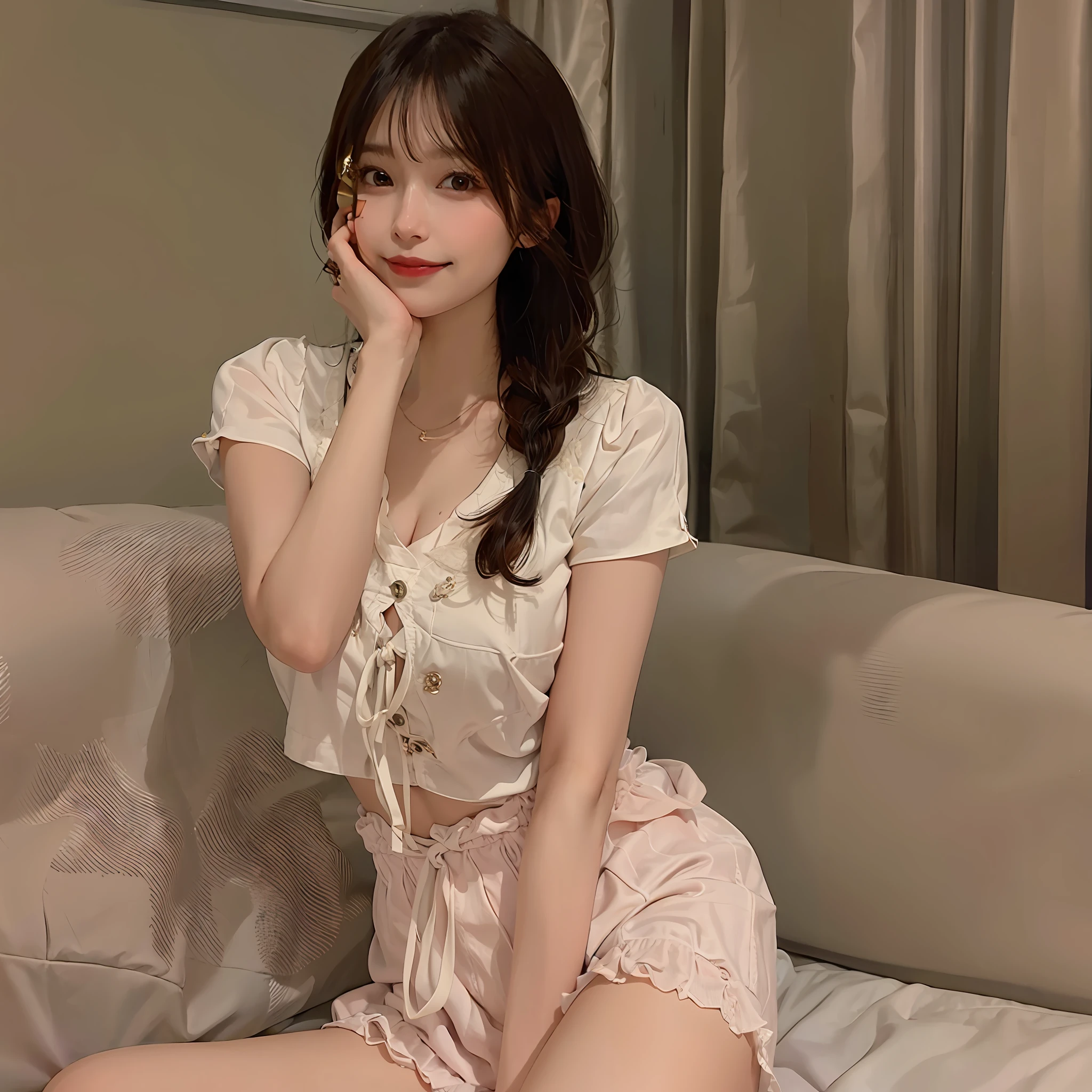 (RAW photo: 1.2), top quality, beautiful detailed girl, bunny girl, from below, bob, smile, highly detailed eyes and face, beautiful detailed eyes, huge file size, high resolution, 8k wallpaper, fine detail, highly detailed ticker uniform 8k wallpaper, light on face, movie lighting, 16 year old girl, sexy pose, (photorealism: 1.4), illustration, Super detail, masterpiece, Playboy bunny, fishnet pantyhose,