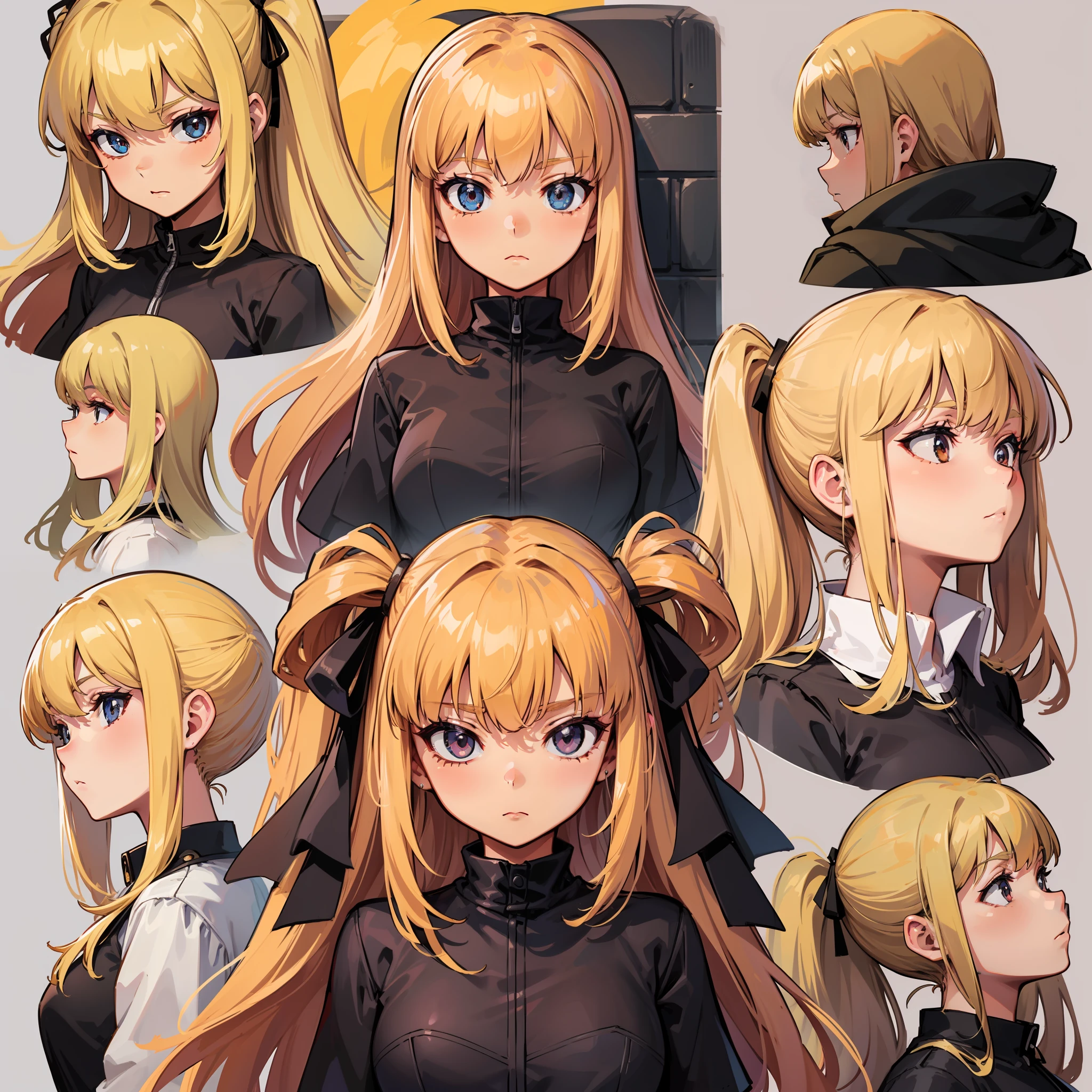 garota, model sheet, rostos, Expressions ,Organizado.