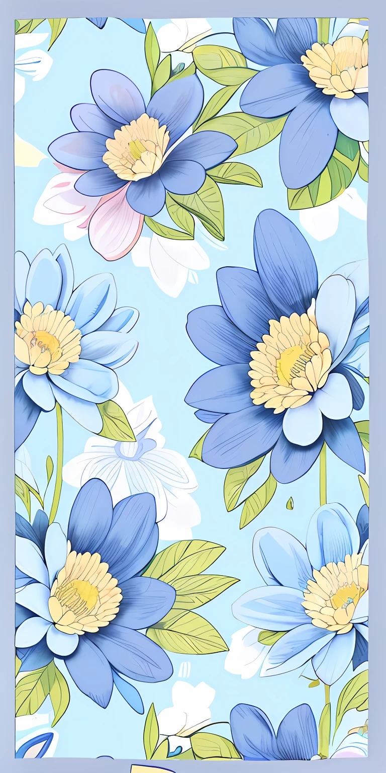 Blue flower pattern on blue background, Blue flowers, blue - petals, flowery wallpaper, wallpaper design, Garden floral pattern, floral flowers colorful, floral patterns, the wallpaper!, detailed flowers, made with illustrator, pastel flowery background, full-colour illustration, alexis flower, flower, blue flowers accents, soft flowers, Flower background, floral wallpaper