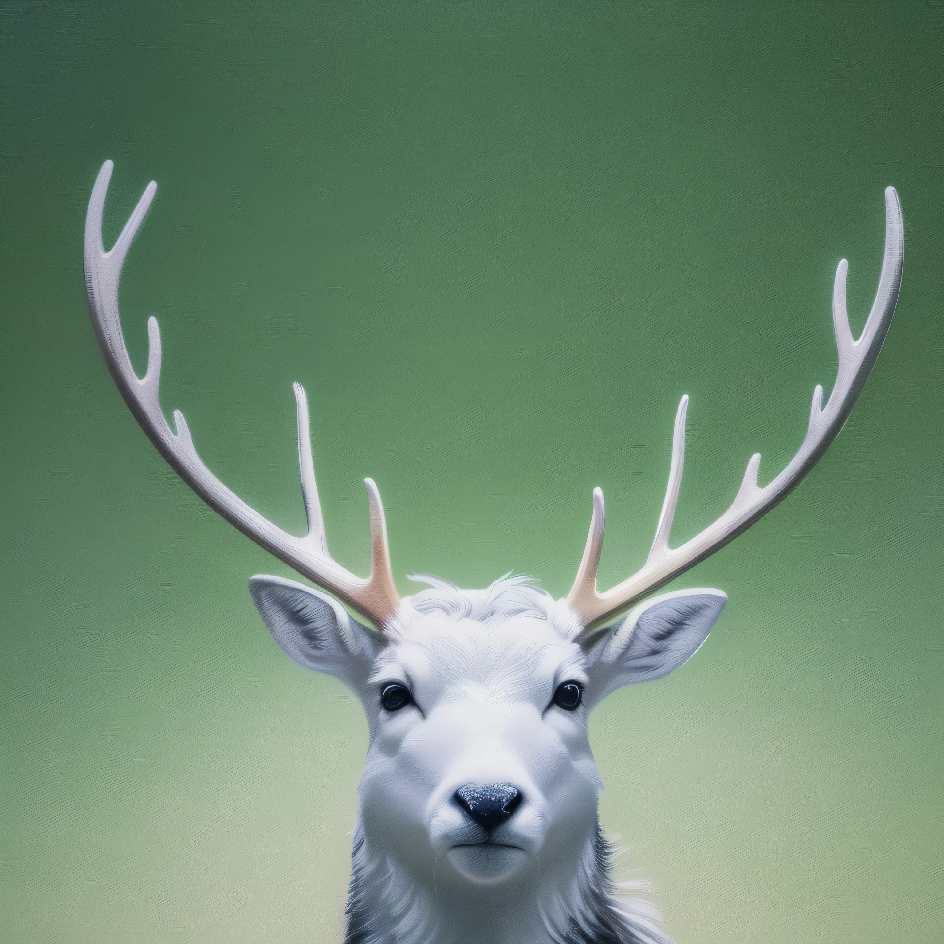a painting of a snowdeer with antlers on a green background, hd art, --painting style --auto