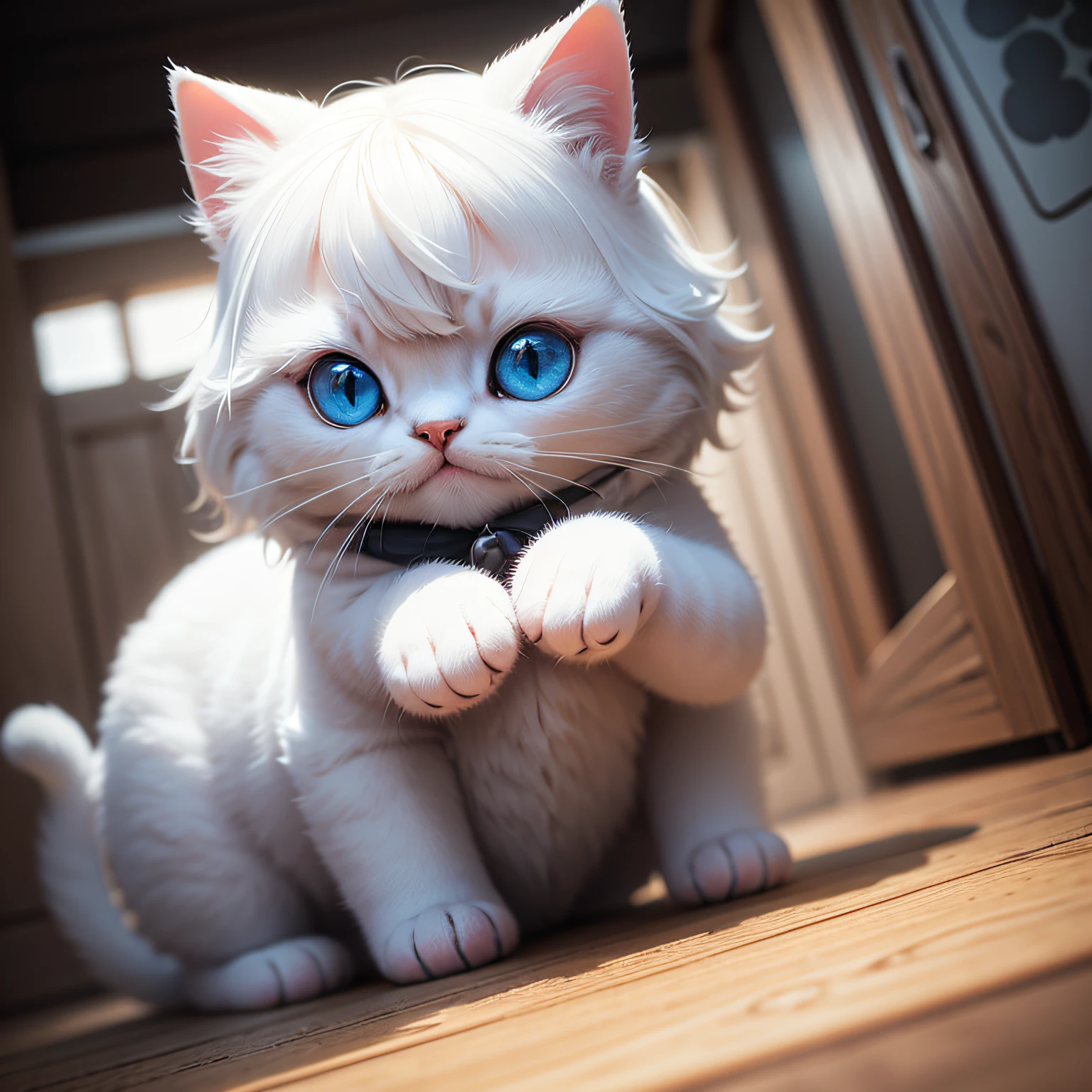 Cute toy cat,photore,white colors,largeeyes --auto