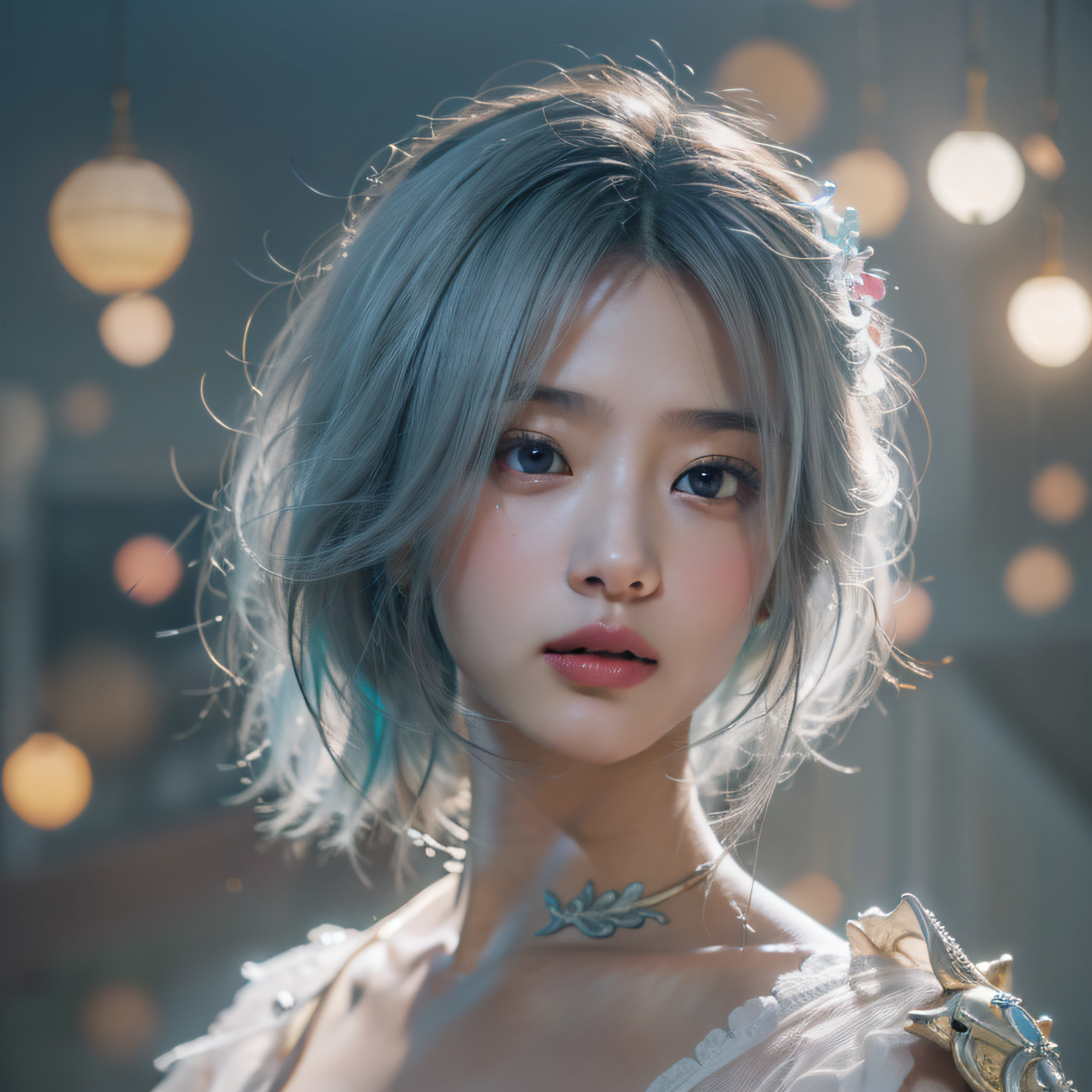 （beautiful  face，Picture-perfect face，Korean actress face，very detail eyes，Very detailed hair），（tmasterpiece） ，（8k high res）， （best qualtiy） ，（ultra-definition）， （Ultra photo realsisim） ，（beuaty girl），high-quality face，4K，mechs， Klein blue hair gradient，very detail eyes，Very detailed hair，（A white bikini）， （Huge breasts 1.2），（Anatomically correct 1.3），Bra exposed，（Fantasy illustration：1.3）， captivatinggaze， otherworldly charm， mystical sky， a moonlit night， pastelcolor， （detailed cloudscape：1.3）， （A high resolution：1.2），full body shot shot，8K，Ultra-clear，hyper HD，Ultra photo realsisim，Hyper Real，（extremaly detailed cg），8K，The is very detailed，（A high resolution），Silvertone，Purple and gold are the main colors，Amber gradient，（Use the plasma sword：1.3），There is a dragon particle effect，（taichi，Chinese Yin and Yang Bagua Five Elements：1.2），China-style，Machine armour wind，mechanical sense，sense of strength，Sense of space，combats，cyber punk perssonage，Human body modification，The prominent structure is reasonable，Battle instant，High quality，Masterpieces，（of a real：1.4），drak，chinesedragon，afterimage，rich colours，China-style，Don Dao，Exocet suit，Brocade Yiwei，obsidian，General flame，A small amount of water flow，Light，Highest quality，Chinese mythology，the Tang Dynasty，Li bai，There is very little hair，The background is ancient Chinese science fiction architecture，The body is well structured，Conforms to the anatomy，Impossible clothes，huge tit，Ray traching,NVIDIA RTX,Hyper-Resolution,Unreal 5,Subsurface scattering、PBR Texture、post-proces、Anisotropy Filtering、depth of fields、maximum definition and sharpness、Many-Layer Textures、Albedo e mapas Speculares、Surface coloring、Accurate simulation of light-material interactions、perfectly proportions、rendering by octane、Two-colored light、largeaperture、Low ISO、White balance、the rule of thirds、8K raw data、（chinesedragon，Dragon：1.2）（Heavy armor：1.4），purpleish color，blue colors，（（best qualtiy））， （（tmasterpiece））， （A detailed），