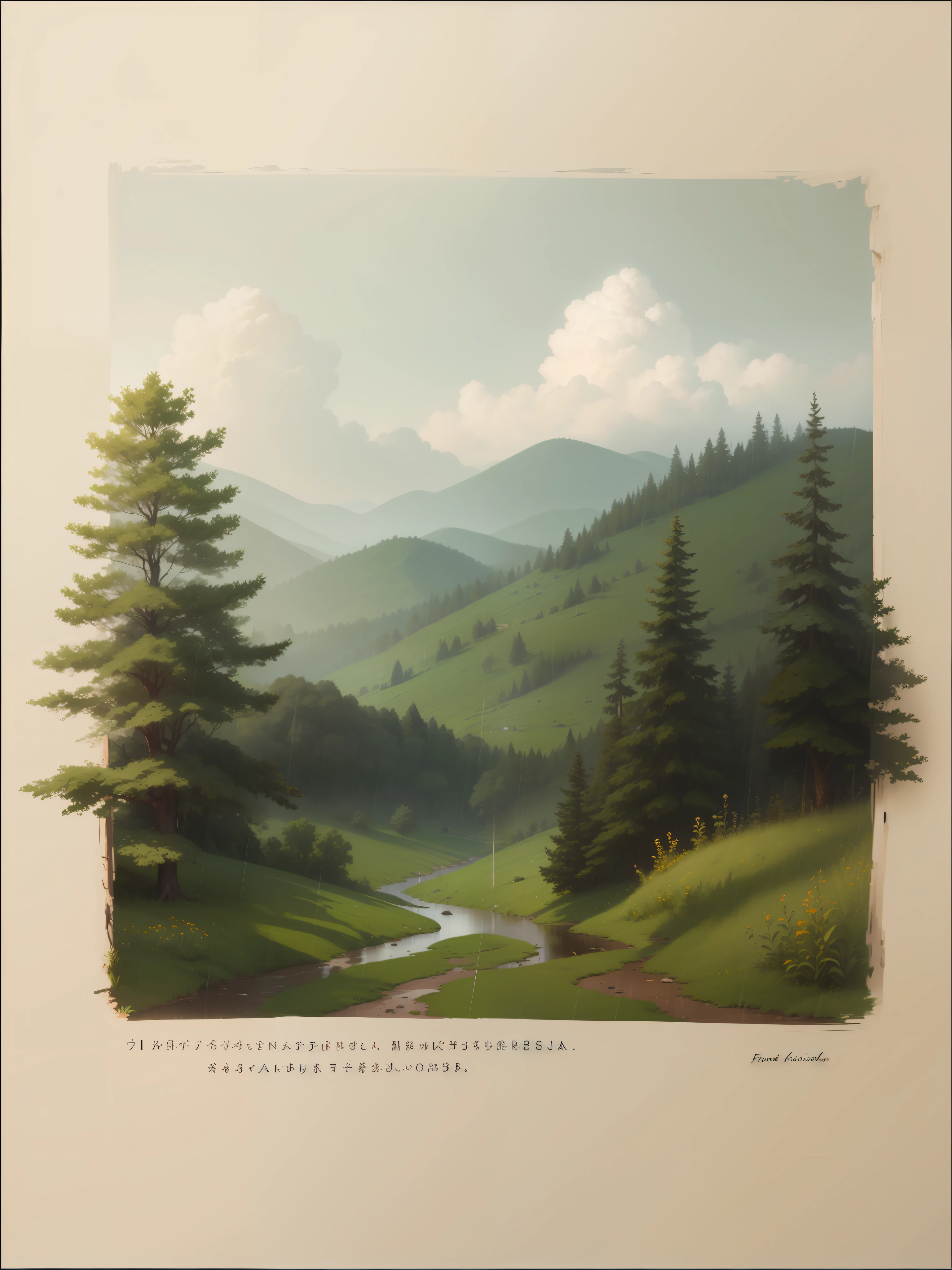 Forest, rainy season, sharp, shadow, digital painting, 8k resolution,