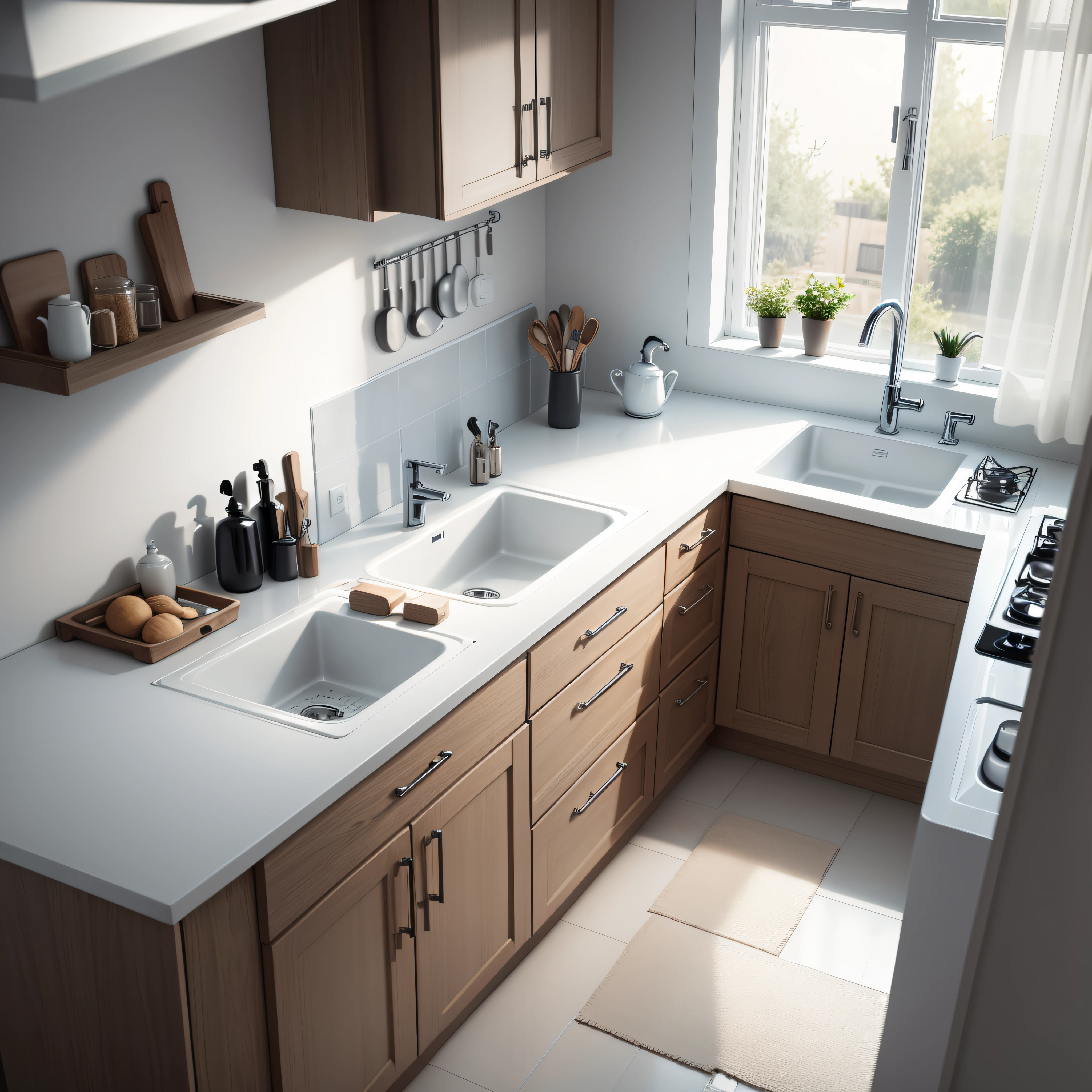 Kitchen tap modern white realism authentic --auto