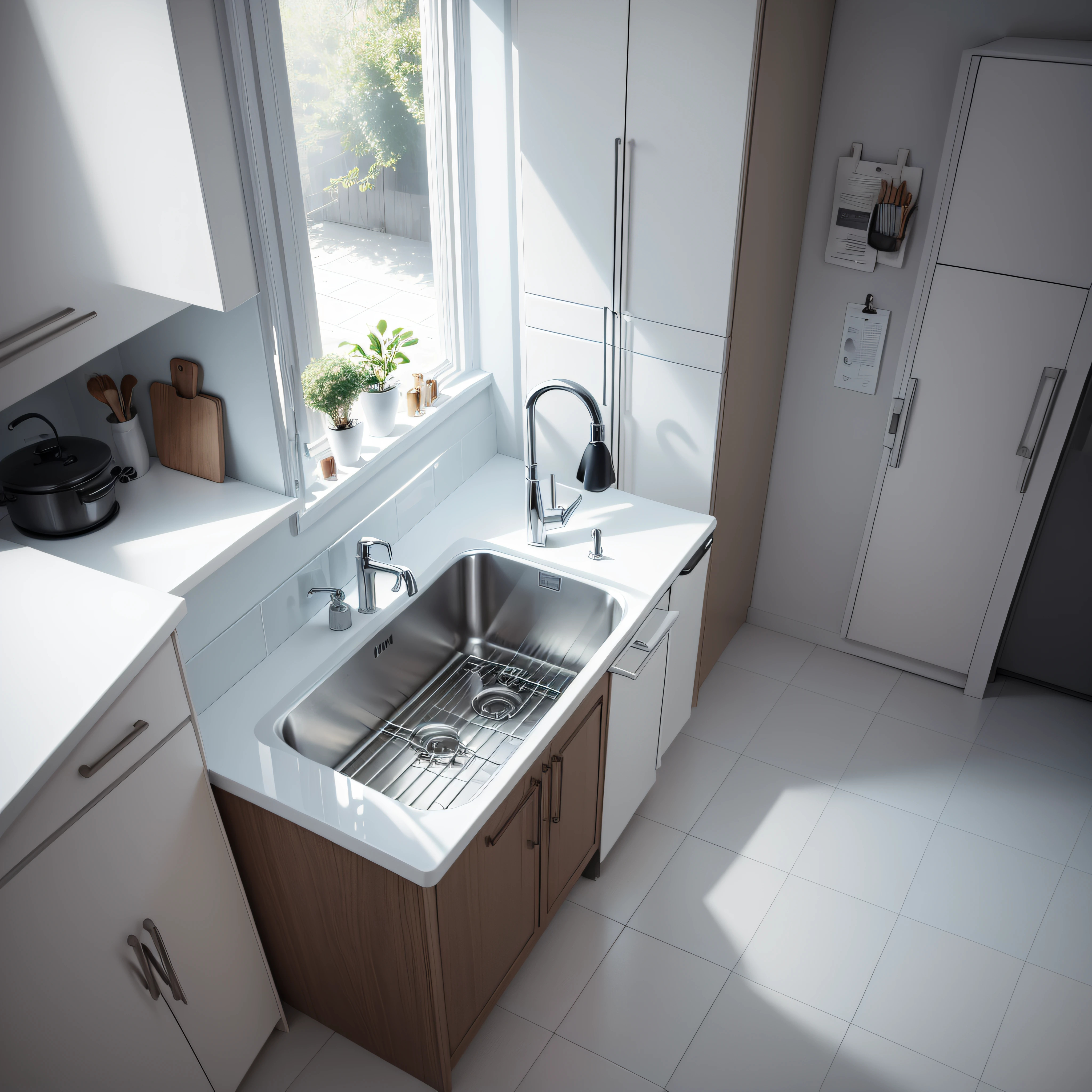 Kitchen tap modern white realism authentic --auto