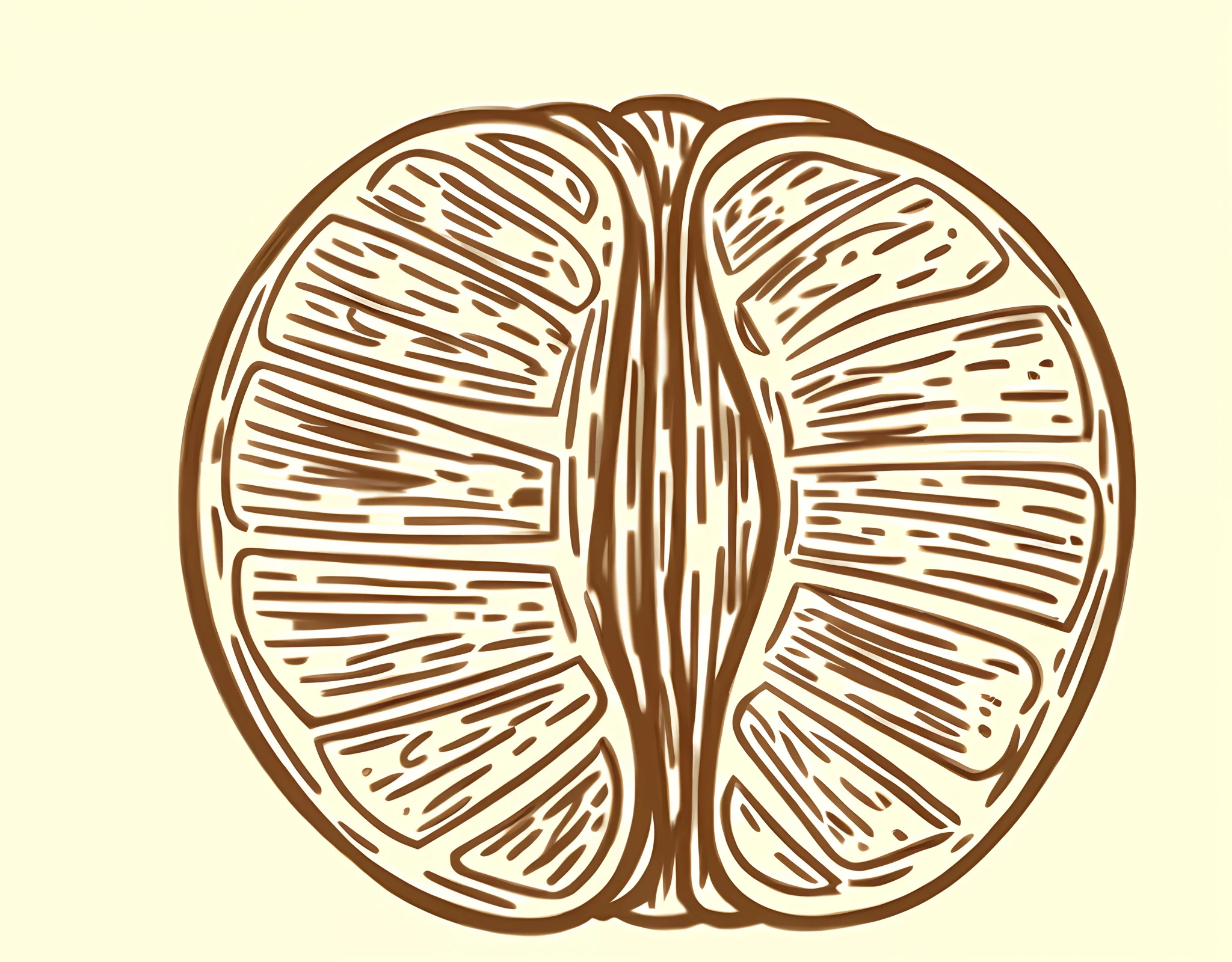 Close-up of half-eaten oranges, woodcut style, woodblock, woodcut print, herb, carved wood, a plant, woodcut art, woodcut print,  arabica style,  engraving illustration, grind,  marron marron, Foil,  wood block print, emblem
