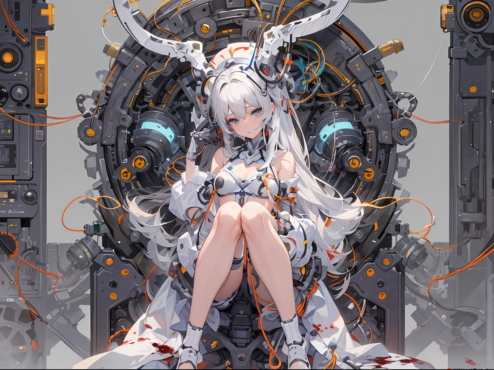 aalux,
(masterpiece, top quality, best quality, official art, beautiful and aesthetic:1.2), (1girl:1.3), extreme detailed,colorful,highest detailed ((ultra-detailed)), (highly detailed CG illustration), ((an extremely delicate and beautiful)),(from side),cinematic light,((1mechanical girl)),solo,full body,(machine made joints:1.2),((machanical limbs)),(blood vessels connected to tubes),(mechanical vertebra attaching to back),((mechanical cervial attaching to neck)),(sitting),expressionless,(wires and cables attaching to neck:1.2),(wires and cables on head:1.2)(character focus),science fiction,white background, blood
Negative prompt: nsfw, (worst quality, low quality, bad_pictures, negative_hand-neg:1.2)
Steps: 30, Sampler: DPM++ 2M Karras, CFG scale: 7, Seed: 1388039522, Size: 512x832, Model hash: 52768d2bc4, Model: toonyou_beta3, Denoising strength: 0.55, Clip skip: 2, Version: v1.2.1, Hires upscale: 2, Hires steps: 20, Hires upscaler: Latent (bicubic antialiased)