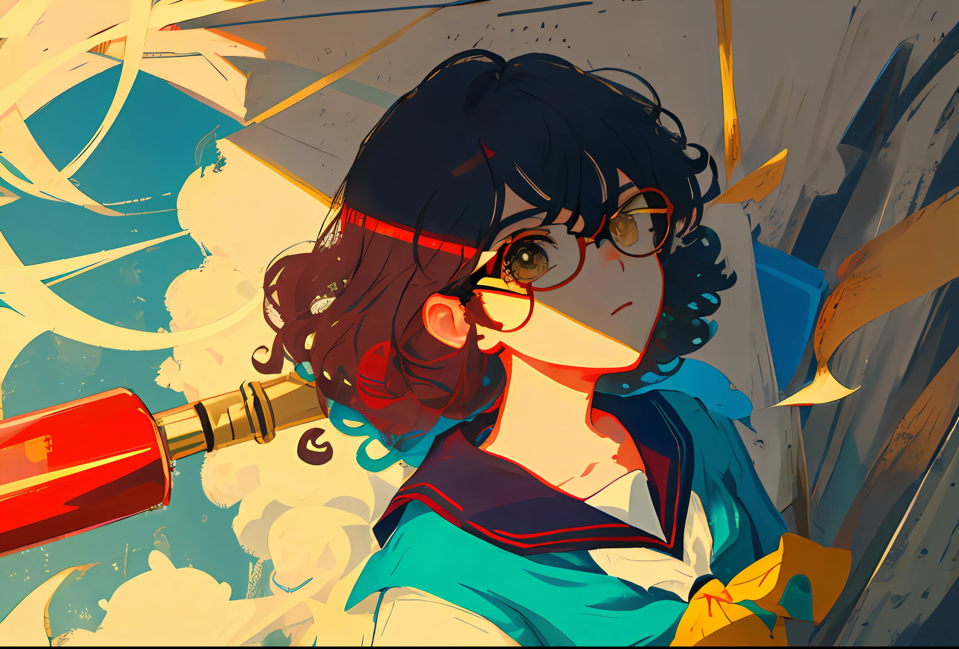 pelo rojo corto,Curls,boy,a sailor suit,eye glass,London,light and shadow effect,detail in face,eye detailed