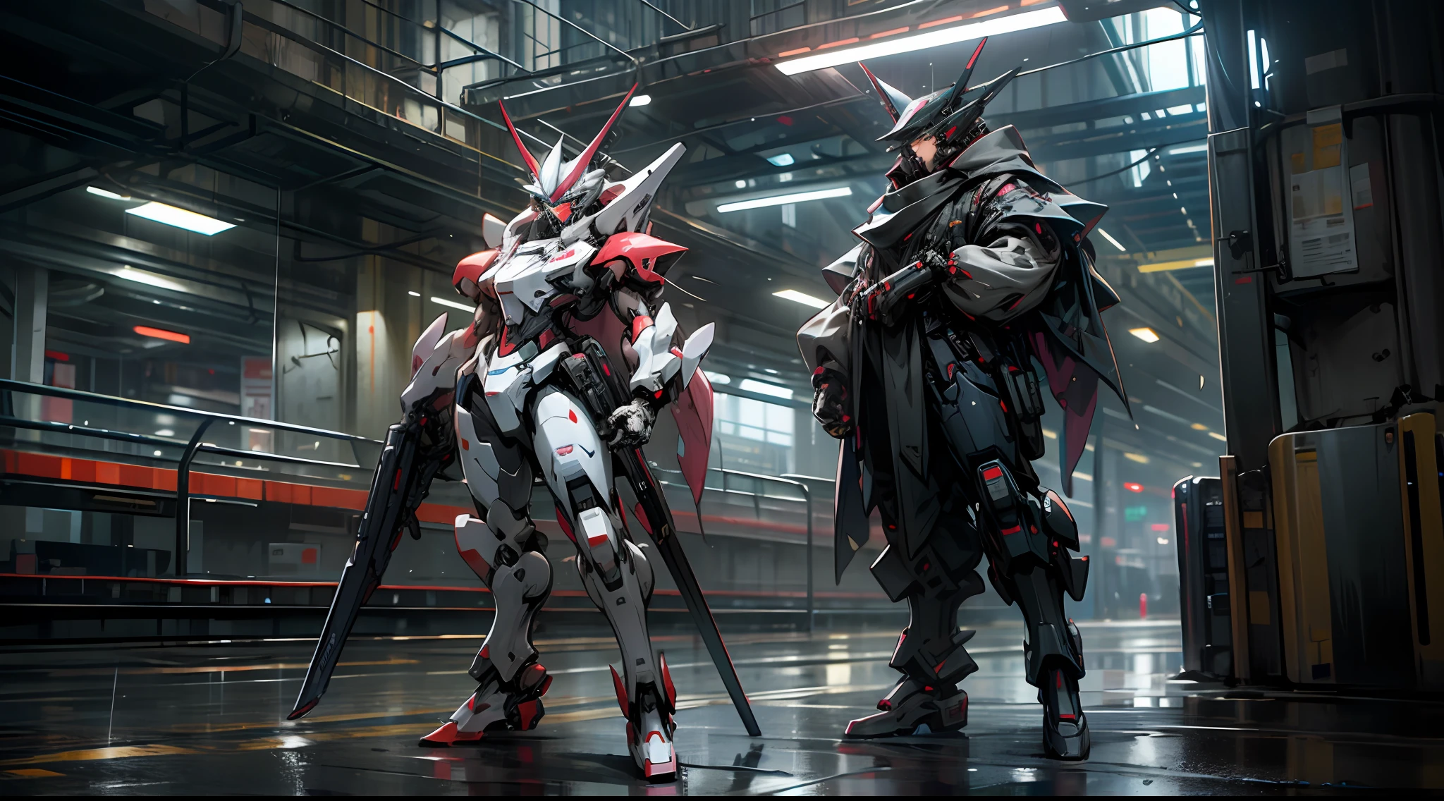 Mecha Rainy Night Full Body Cyberpunk Burly --auto