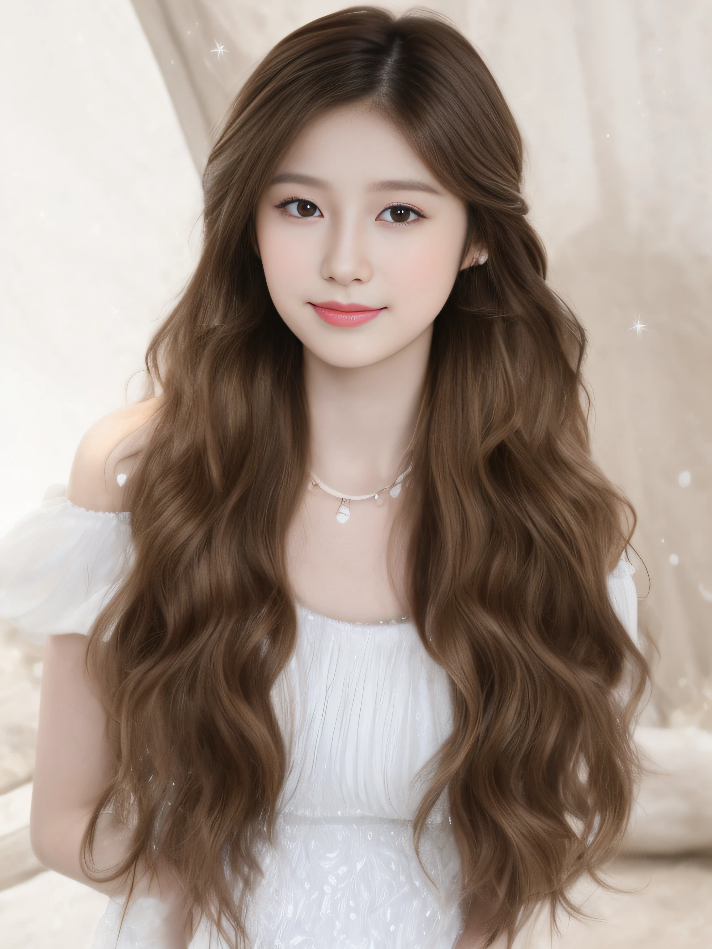 Asian woman with long brown hair in white dress, dynamic wavy hair, light brown long wavy hair, long brown wavy hair, elf long weaving brown hair, Long brown wavy hair, With long hair, long glowing ethereal hair, long flowing brown hair, wavy and long hair, Long brown hair braided, Asian girl with long hair, Brown hair long