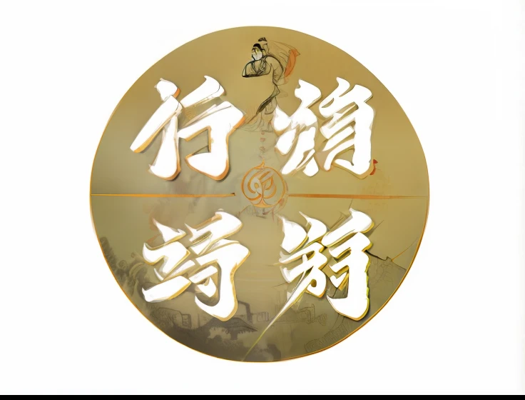 Martial arts style,Inside the circle is a picture of the Chinese logo, golden chinese text, Chiba Yuda, Middle metaverse, Wang Chen, Overlay Chinese text, Title kanji, round logo, jia, Yan, Chinese text, qiangshu, 🚿🗝📝