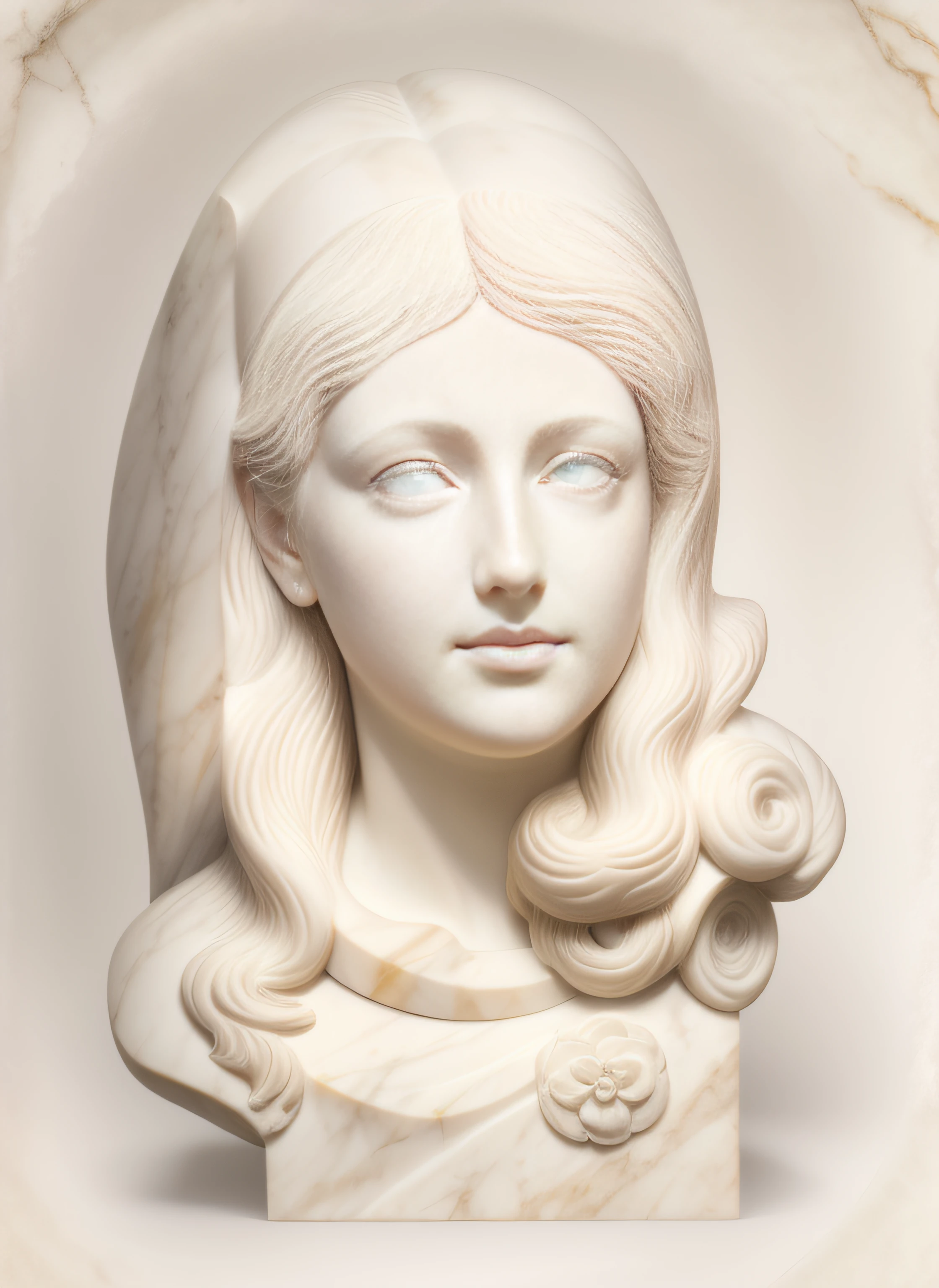 Busto arafed blanco de 1 mujer de cabello blanco, Classical antiquities, white marble bust, solo cabeza y busto, bustos blancos con un hermoso cuello, busto de retrato, Classical sculpture, Classical marble sculpture, retrato de busto, Large bust, (((White Greek marble statue))), Tiro de busto, ((fotorrealista)) realista, luz proveniente de arriba, yeso, Foto de estudio.