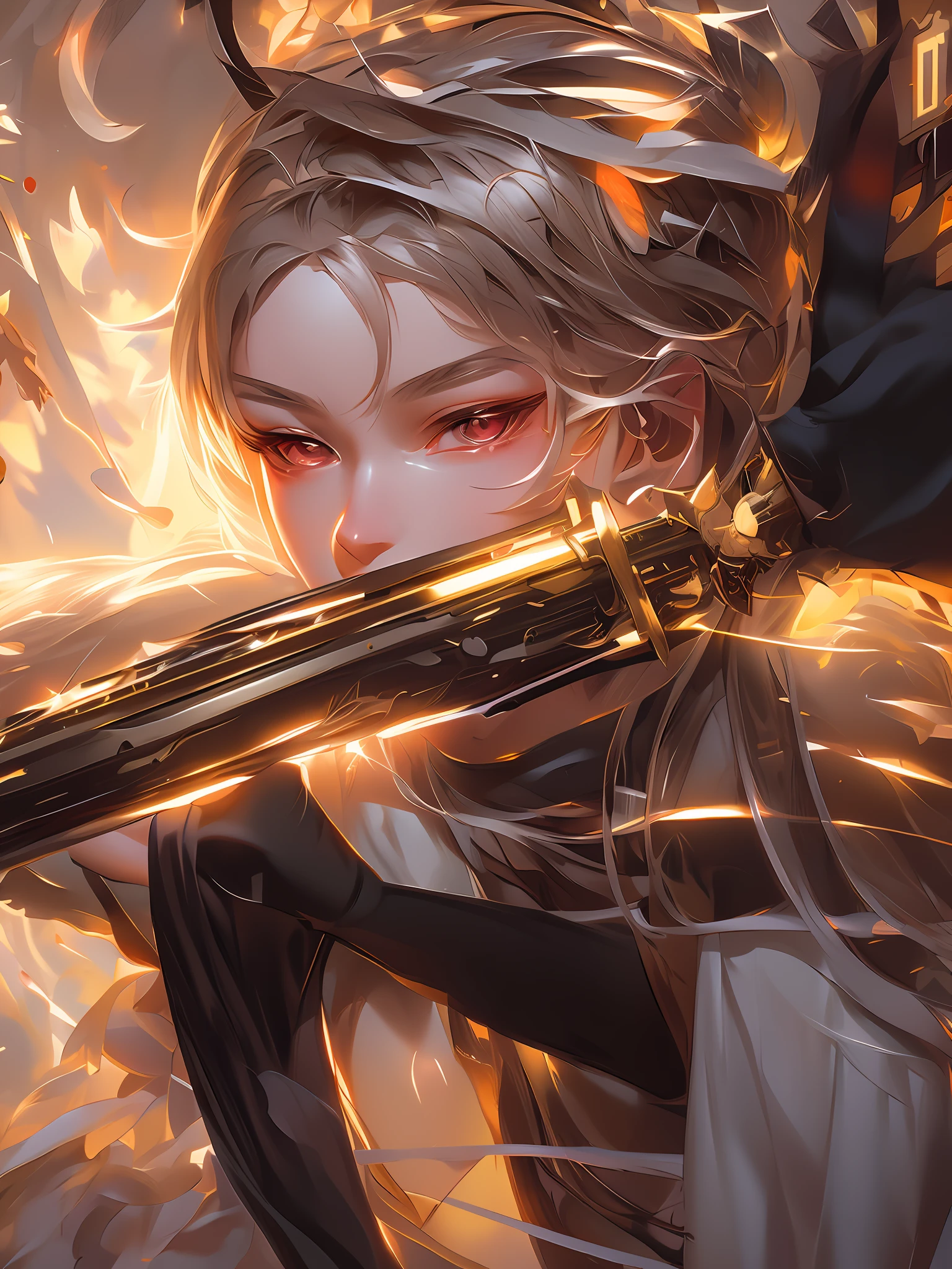 anime man with a gun in her hand and blood on her eyes, by Yang J, artwork in the style of guweiz, rossdraws sakimimichan, artgerm and atey ghailan, by Shitao, guweiz on artstation pixiv, persona 5 art style wlop, guweiz, inspired by Yanjun Cheng,masterpiece, best quality, (extremely detailed CG unity 8k wallpaper), (best quality), (best illustration), (best shadow), absurdres, realistic lighting, (Abyss), beautiful detailed glow