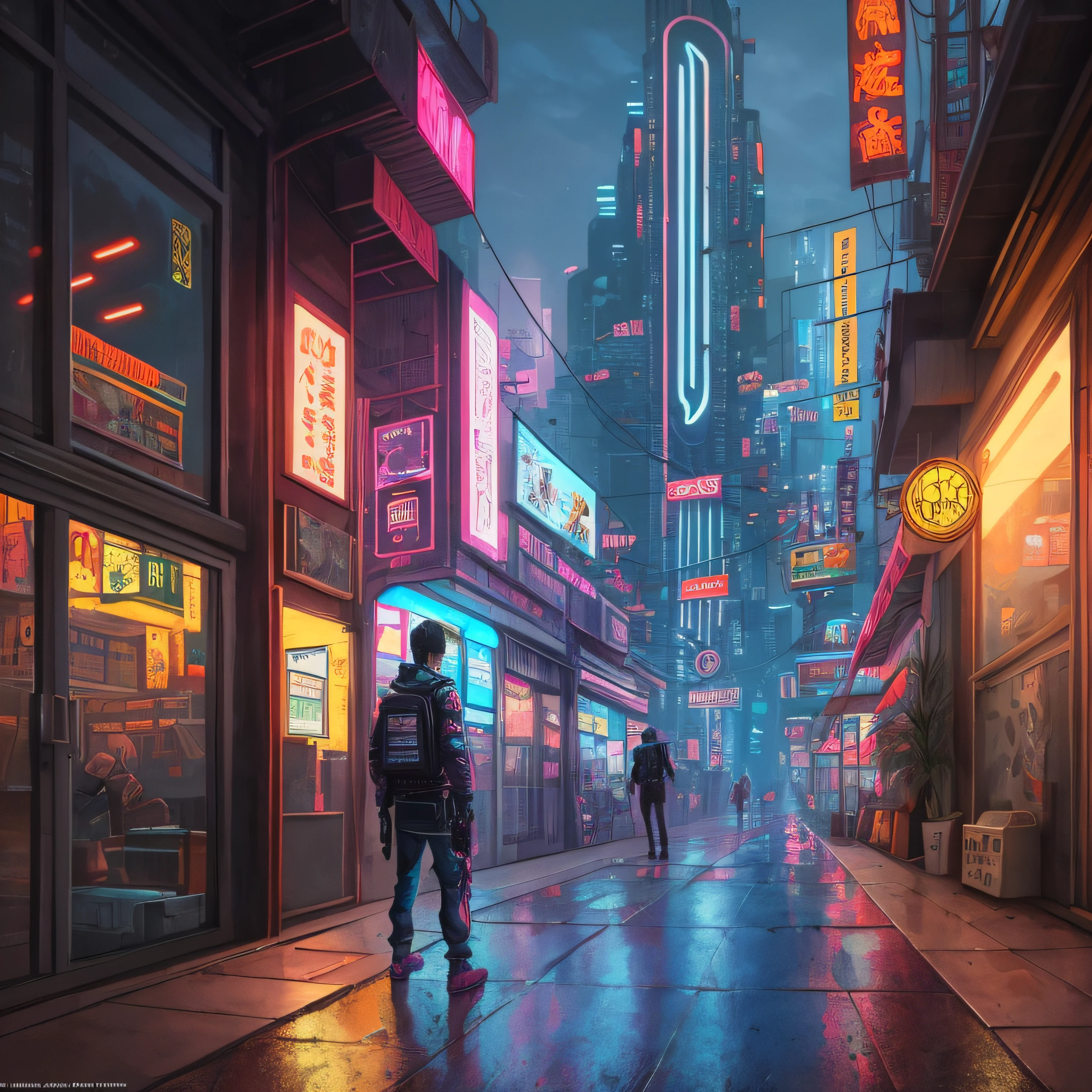 (La mejor calidad:1.2), Una , arte cyberpunk por Yuumei, Tendencias en Pixiv, fantastical realism, Guweiz y Makoto Shinkai, Tokio , Sakimichan y Makoto Shinkai, Ross Tran y Makoto Shinkai, Obras de arte al estilo de Guweiz, Nostalgic melancholic artworks futuristic cyberpunk city at night, , Estilo cyberpunk hiperrealista, El apartaMento cyberpunk, Escenario ciberpunk futurista, Ciudad cyberpunk hiperrealista, City, cyberpunk setting, cyberpunk dreamscape, Arte cyberpunk ultrarrealista 8K Dibujo de un hombre de cuerpo completo montando cicla profesional, animification , animation still, Al estilo de Tony Start, Dibujo suaveportada de revista,ambiente futurista, electrical energy, superficies reflectantes, (paisaje urbano: 1,3 ), 8k, fondo de pantalla oficial, (cyberpunk:1.2), futuro --auto