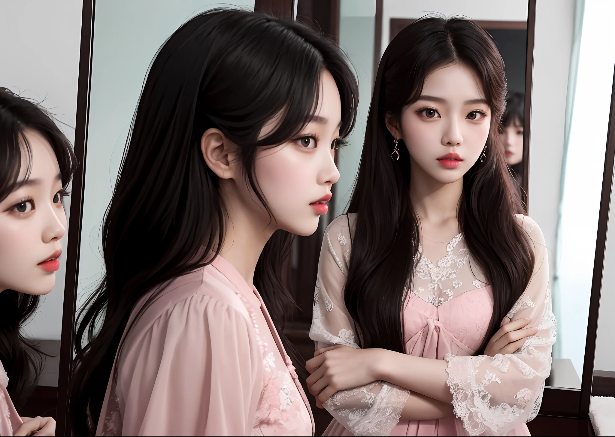 Alabi asian woman in pink dress poses in front of mirror, Gorgeous young Korean woman, beautiful Korean women, Korean girl, Beautiful young Korean woman, blackpink jennie, cute korean actress, tzuyu from twice, wan adorable korean face, jaeyeon nam, jisoo of blackpink, jisoo from blackpink, gorgeous chinese models, Korean woman, Beautiful Asian girl