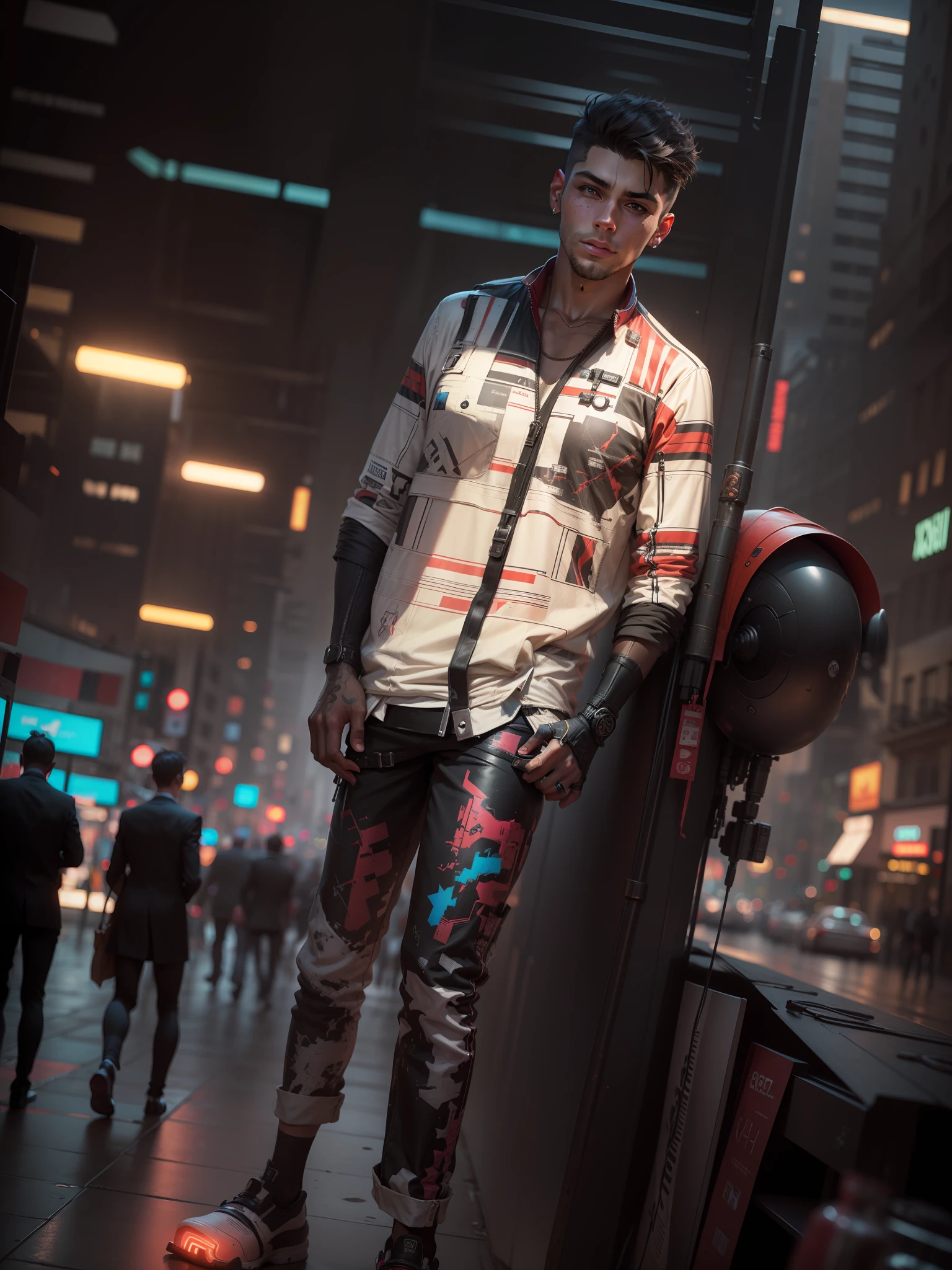Change background cyberpunk handsome boy,realistic face,8k,ultra realistic,