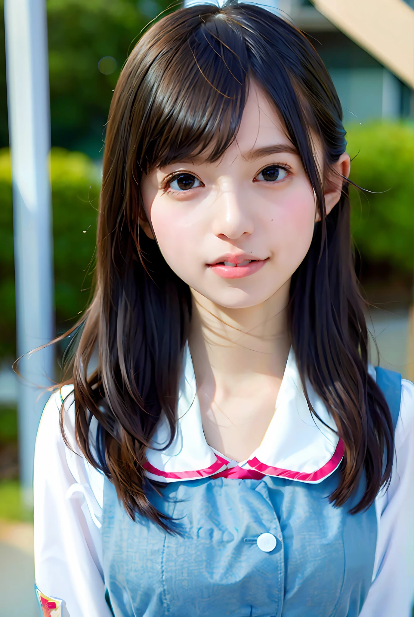 1girl, solo,(best quality),(masterpiece:1.1), full body, looking_at_viewer, dynamic angle, school uniform, cute, clear facial skin,