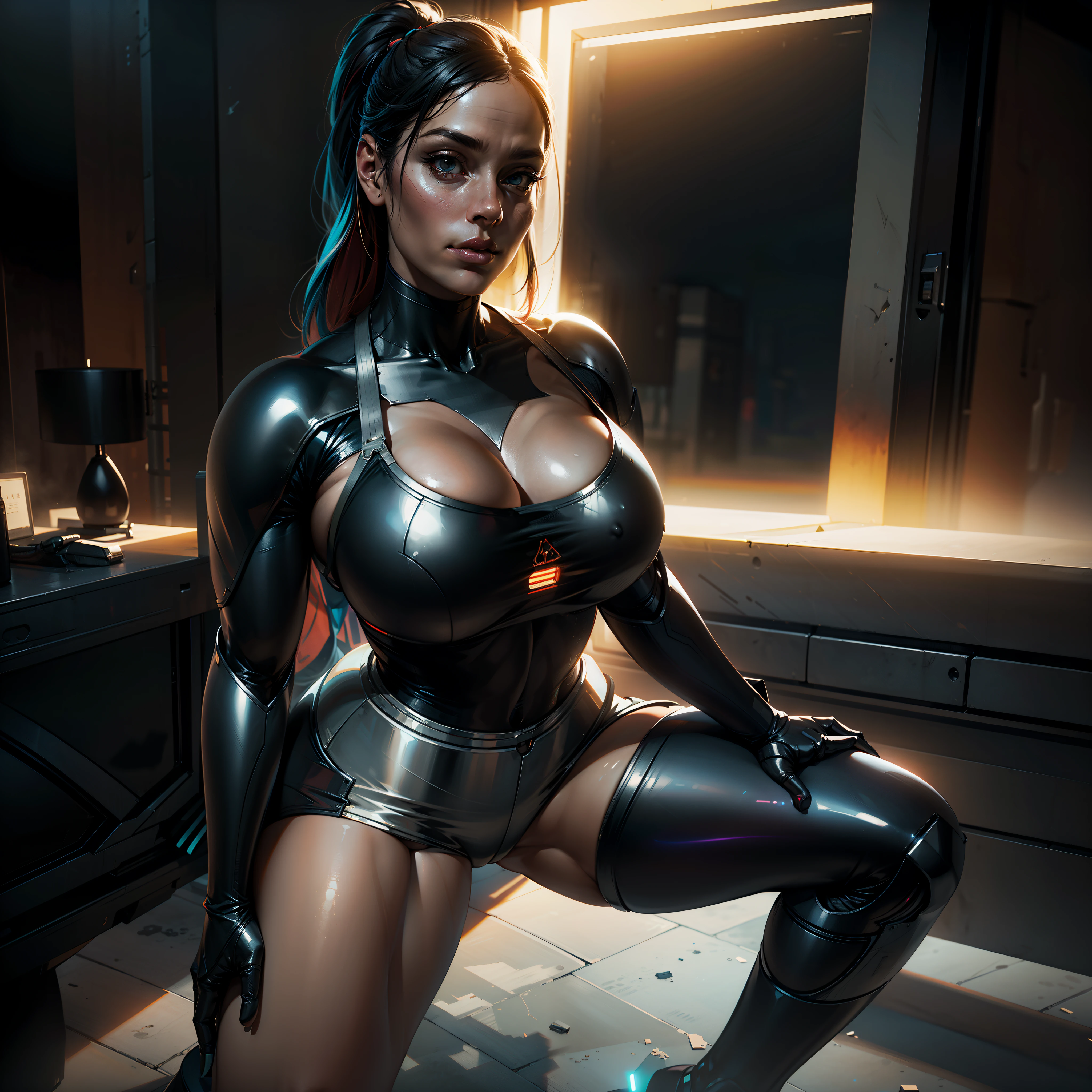 ((Best Quality)), ((Masterpiece)), (Details:1.4), 3D, Face and Chest Exposed Raw, Big, Close Up of Japan Woman Posing in Metal Suit, Biomechanical Rendered in SFM, Cyberpunk, Mecha Cyber Armor Girl, Cleavage Exposed Skin, Details Gundam, Detailed Neon, Fine Tube, Metal Cylinder, 8K High Quality Detail Art Metallic Armor, Fine and Detailed Armor, Realistic Shading Perfect Body, Photorealistic Perfect Body, Highly Detailed ArtGerm, 3D Rendering Character Art 8K, Super Detail Rendering Beautiful Cyberpunk Woman Image, HDR (High Dynamic Range),Ray Tracing,NVIDIA RTX, Super Resolution, Unreal 5, Subsurface Scattering, PBR Texturing, Post-Processing, Anisotropic Filtering, Depth of Field, Maximum Clarity and Sharpness, Multilayer Textures, Albedo and Specular Maps, Surface Shading, Accurate Simulation of Light-Material Interactions, Perfect Proportions, Octane Rendering,Two-tone lighting,Wide aperture,Low ISO,White balance,Rule of thirds,8K RAW,