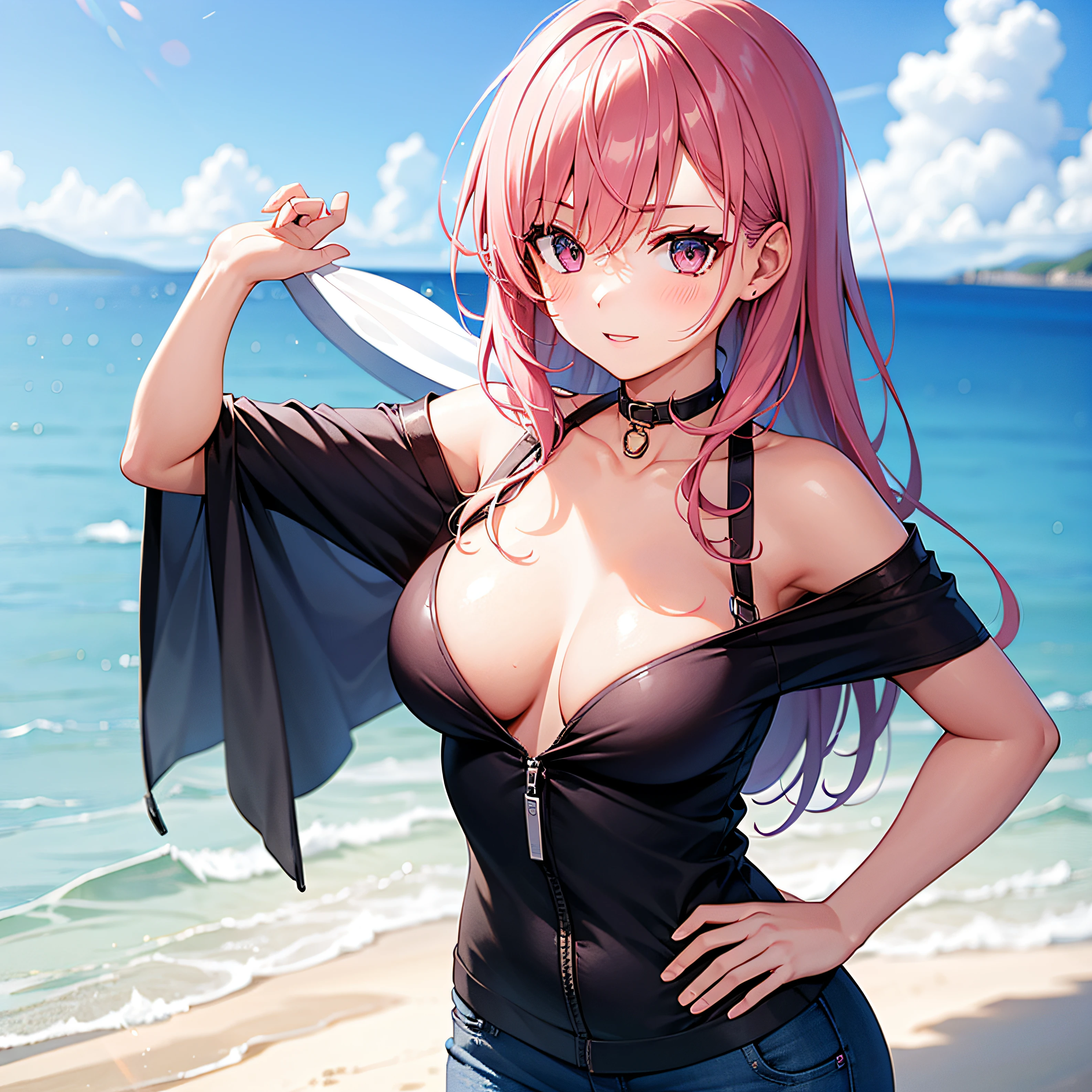 1girl in,Pink hair,Superb view
