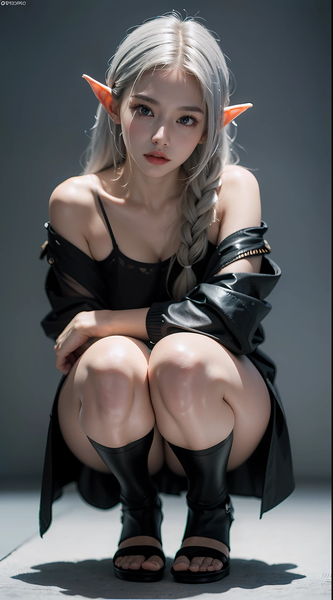 ((best qualtiy)), ((tmasterpiece)), (the detail:1.4), 3D, Beautiful elf beautiful girl in Western European style,Cute little ,Complete body,(Squats)(Silvery hair,dual horsetail:1.9),(Princess dress:1.6)(Flat sandals:1.6)estilo fantasia,closeup of face,Extremely normal hands,Extremely normal legs,hdr(HighDynamicRange),Ray traching,NVIDIA RTX,Hyper-Resolution,Unreal 5,Subsurface scattering、PBR Texture、post-proces、Anisotropy Filtering、depth of fields、maximum definition and sharpness、Many-Layer Textures、Albedo e mapas Speculares、Surface coloring、Accurate simulation of light-material interactions、perfectly proportions、rendering by octane、Two-colored light、largeaperture、Low ISO、White balance、the rule of thirds、8K raw data
