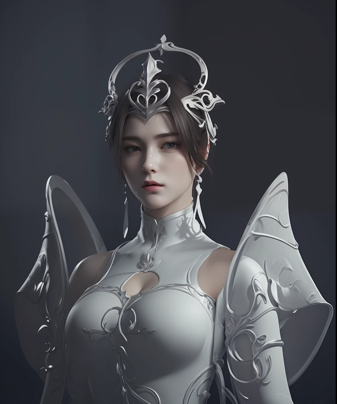 (masterpiece, best quality, extremely detailed 8k, ultra hd, ultra-detailed, highly detailed, highly realistic, ultra-realistic, photo realistic), (1girl:1.5), (detailed realistic skin), (realistic big breasts), slender abs, (closed mouth:1.5)