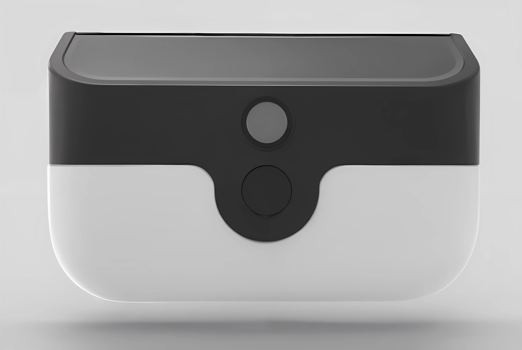 Close-up of white and black device with buttons, Front view, wide angle exterior 2022, a long-shot from front, front-facing looking at camera,Picture quality: 8K clarity
