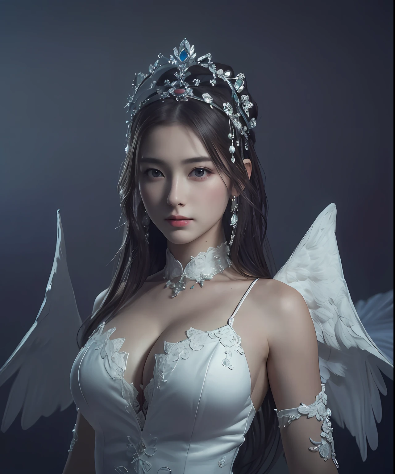 (masterpiece, best quality, extremely detailed 8k, ultra hd, ultra-detailed, highly detailed, highly realistic, ultra-realistic, photo realistic), (1girl:1.5), (detailed realistic skin), (realistic big breasts), slender abs, (closed mouth:1.5)