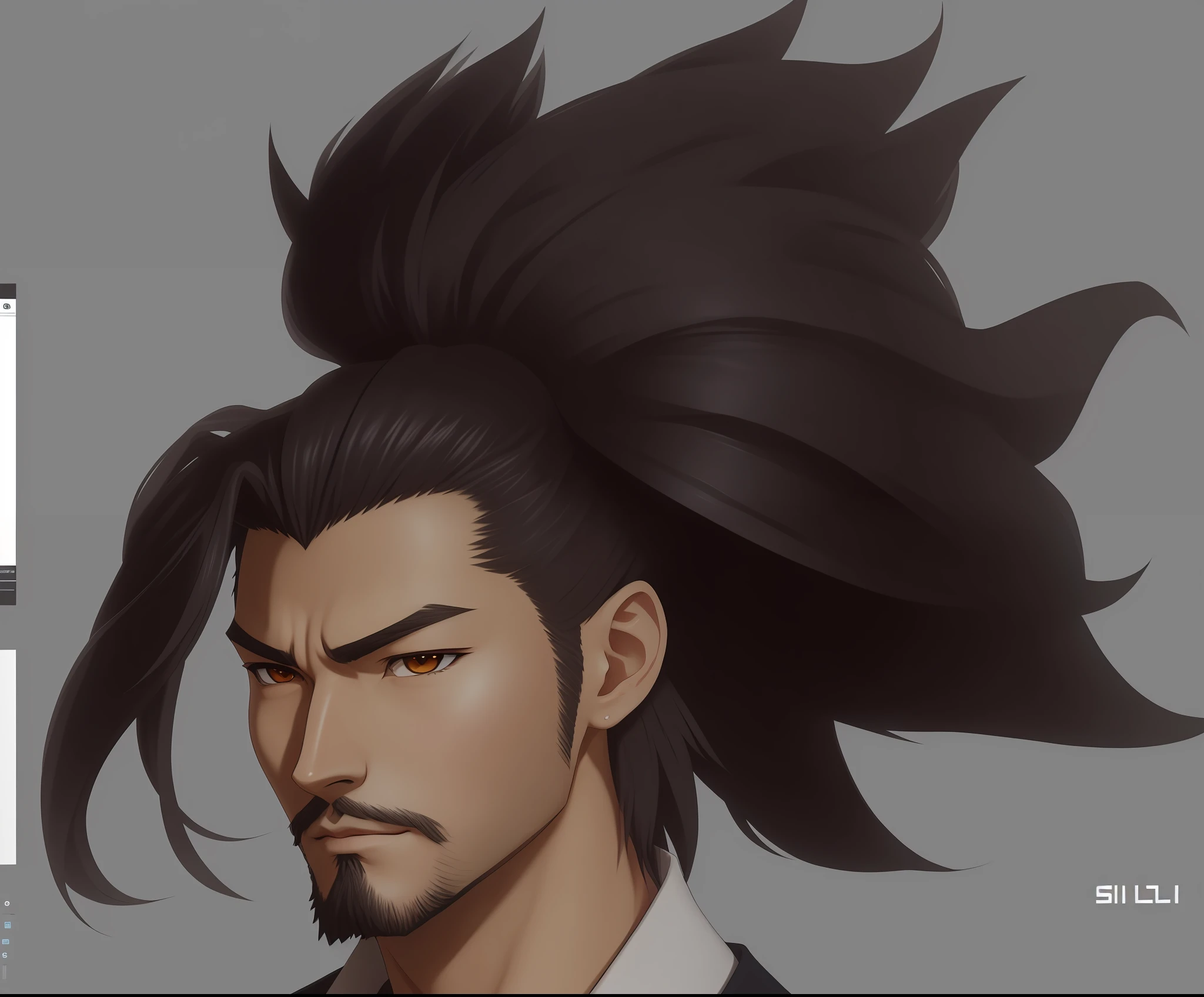 Anime characters with long hair and beard in suits, Silas, 《overwatch》Hanzo in Naka, G Liulian art style, drawn in anime painter studio, anime realism style, Guviz-style artwork, made with anime painter studio, bian lian, handsome guy in demon killer art, by Yang J, heise jinyao