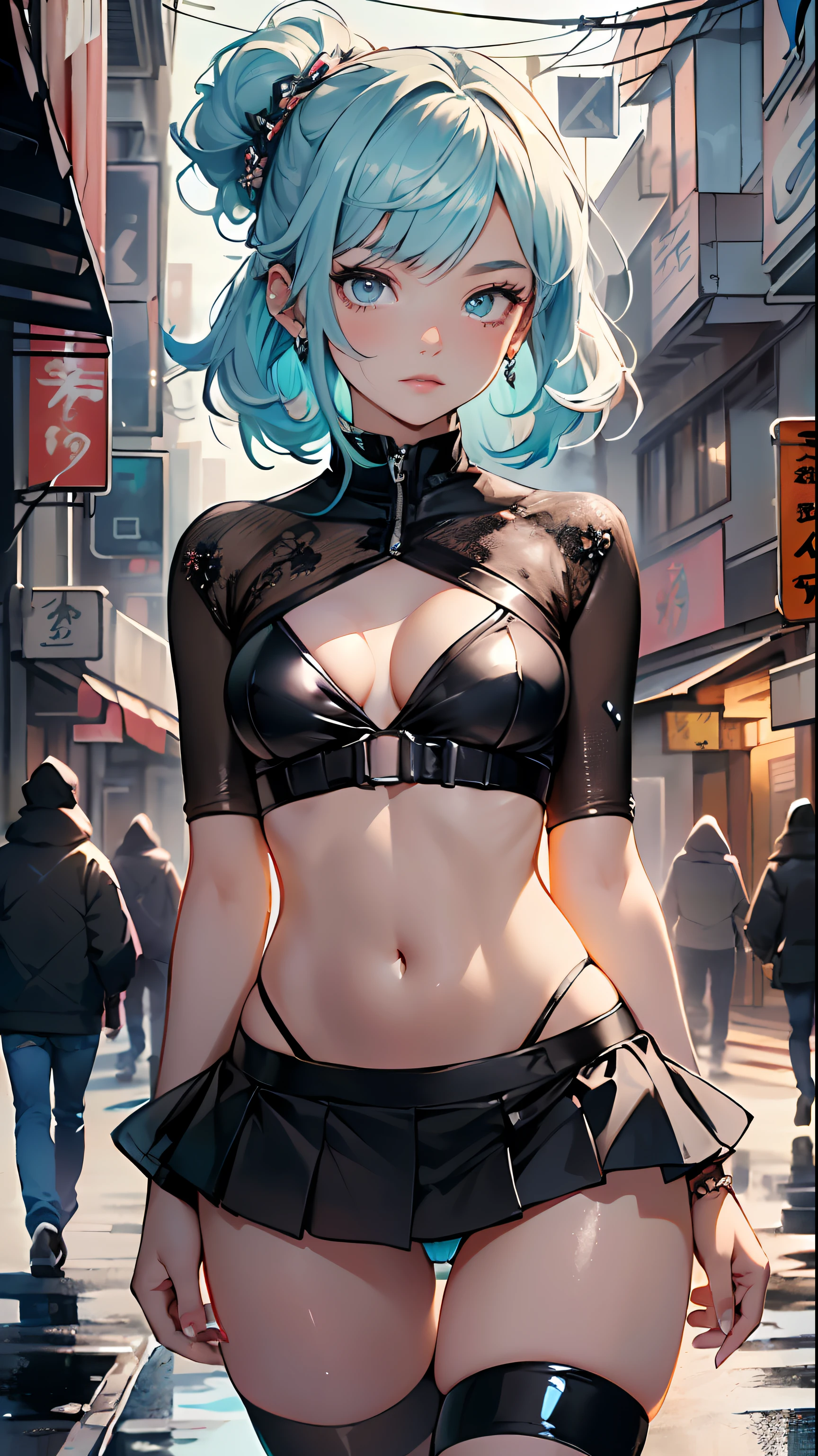 cute li,(((little loli, sma tiny body, petite))), (((6 years old)) little loli with extremely te and beautiful aqua hair walking down the street)),

(((flat chest))), (((aqua hair:1.35,long aqua hair,colored inner hair,ear breathing,))),((heterochromia, eye1 aqua, eye2 pink, perfect eyes, upturned eyes:1.3, beautiful detailed eyes, finely detailed beautiful eyes:1, big highlight on eyes:1.2, slanted eyes)), (((lustrous skin:1.5,bright skin: 1.5,skin tanned,shiny skin,very shiny skin,shiny body,plastic glitter skin,exaggerated shiny skin))),(delicate detailed fingers,detailed body,detailed arms,human hands, detailed hands),

cute,slutty,,erotic,nsfw, 

zettai ryouiki,(revealing clothing, show skin), ((underboob)), (barefoot,), (((breast curtain, low rise mini skirt, high cut thong,))), ((detailed outfit)),

(dynamic pose:1.0), solo focus, embarrassed, centered, scale to fit dimensions, Rule of thirds,

outdoors, ((night view)), (cyberpunk night street Background: 1.5,dark sky,alleyway,lonely alley,thick clouds, detailed background:1.25),

(best quality), (high resolution), (sharp focus), (ultra detailed), (extremely detailed), (extremely high quality artwork), 8k_wallpaper, (extremely detailed CG 8k),(very fine 8K CG), ((hyper super ultra detailed perfect piece)), flawless, (((masterpiece))), illustration, vibrant colors,  (intricate), High contrast, Selective lighting, Double exposure, HDR (High Dynamic Range), Post-processing, Background blur,