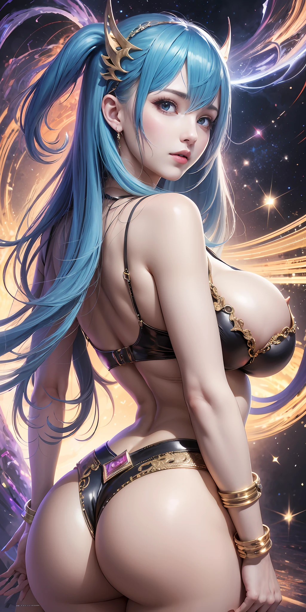 Ridiculous resolution, High resolution, (masutepiece:1.4), super detailed, 1girl in, spaces, Colossal tits, Big ass , venusbody, --v 6