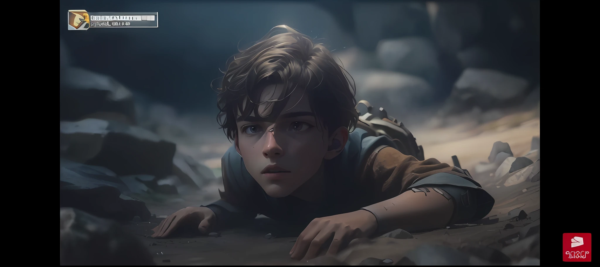 A closeup of a lying on the ground in a cave, ainda de um filme live action, ps5 cinematic screen capture, Ainda do filme A Chegada, Disney Weta 8 K, motor unreal 5", Tom Holland como Peter Pan, captura de tela de um filme, 1986 epic still cinematic, motor irreal ", motor irreal", Captura de tela do videogame>