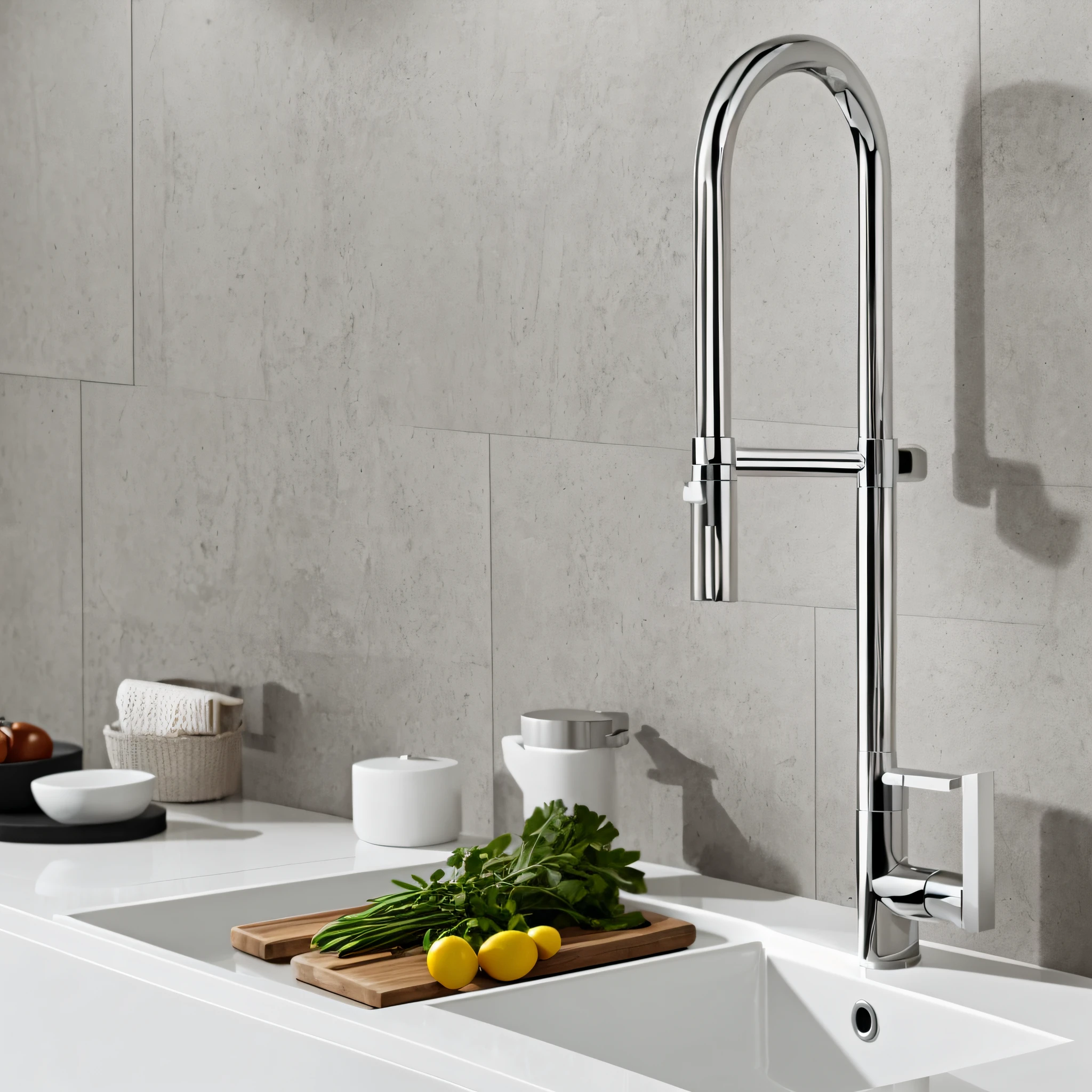 Kitchen tap modern realism white authentic --auto