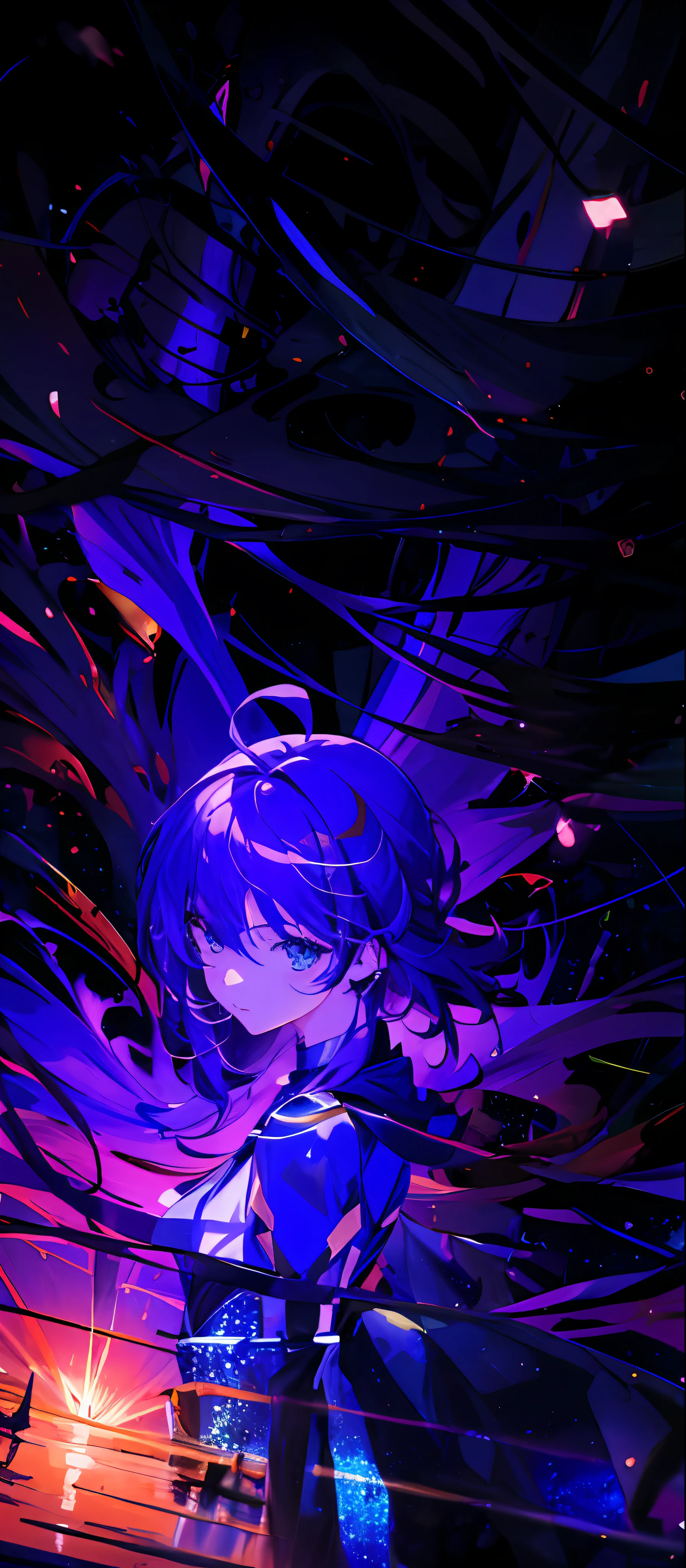 Anime girl with long hair and purple dress standing in front of a purple and black background, arte oficial, estilo anime 4K, night core, Estilo de arte ufotable, Anime Art Wallpaper 8K, anime moe artstyle, Anime Art Wallpaper 4K, Anime Art Wallpaper 4K, 4k anime wallpapers, Anime Wallpaper 4k, Papel de parede anime 4k